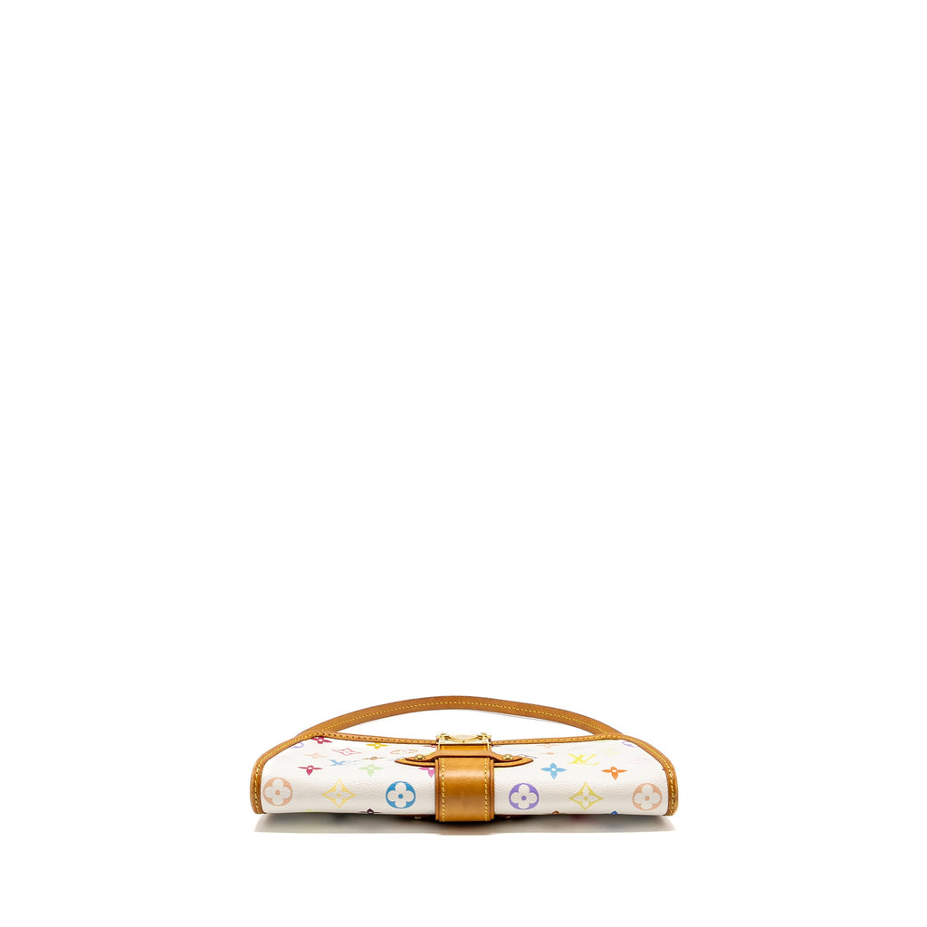 LOUIS VUITTON VINTAGE SHIRLEY CLUTCH MULTICOLOUR MONOGRAM CANVAS WHITE GHW