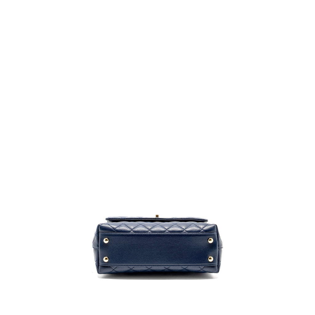 CHANEL SMALL COCO WITH LIZARD EMBOSSED HANDLE CAVIAR NAVY LGHW (MICROCHIP)