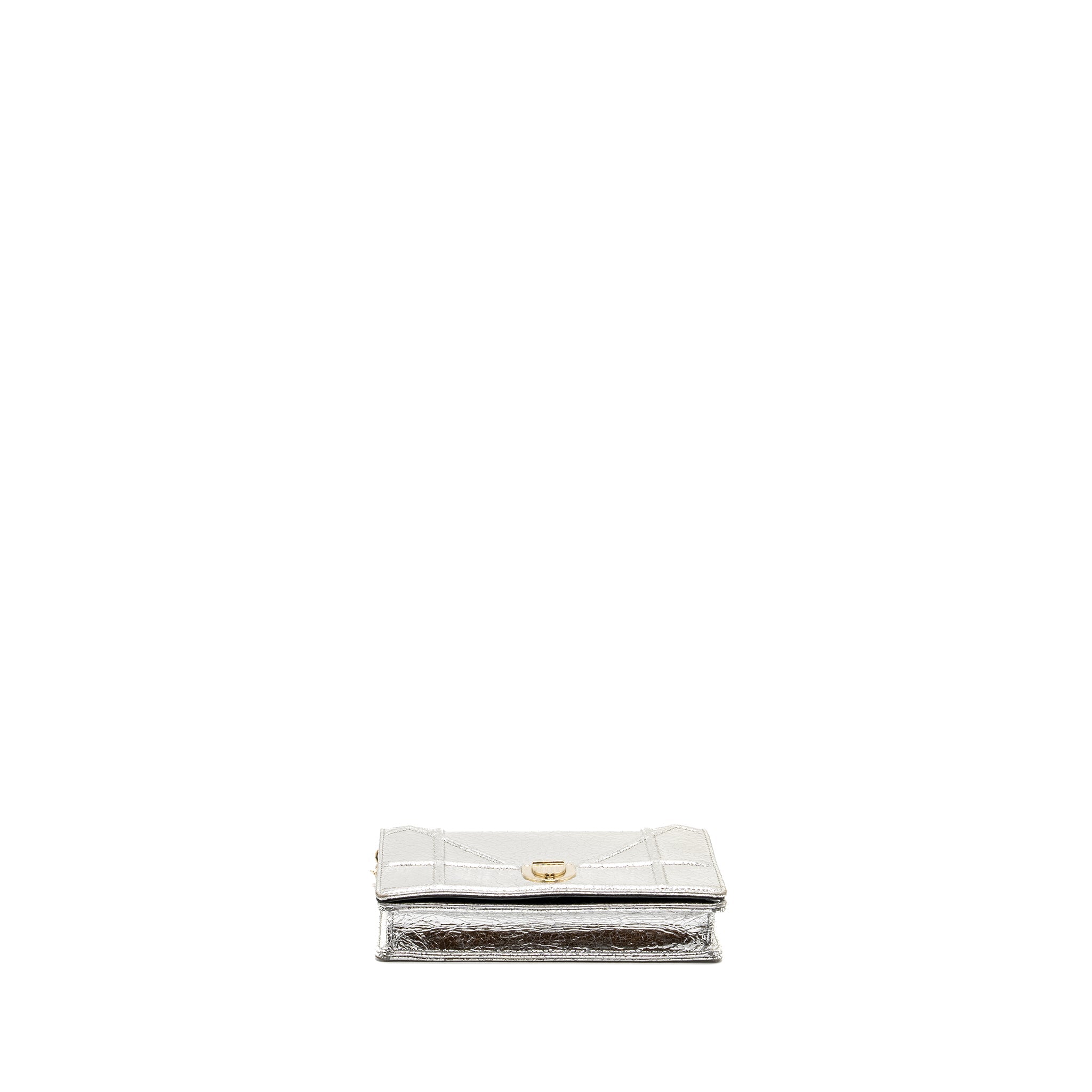 DIOR MINI DIORAMA BAG LEATHER METALLIC SILVER LGHW