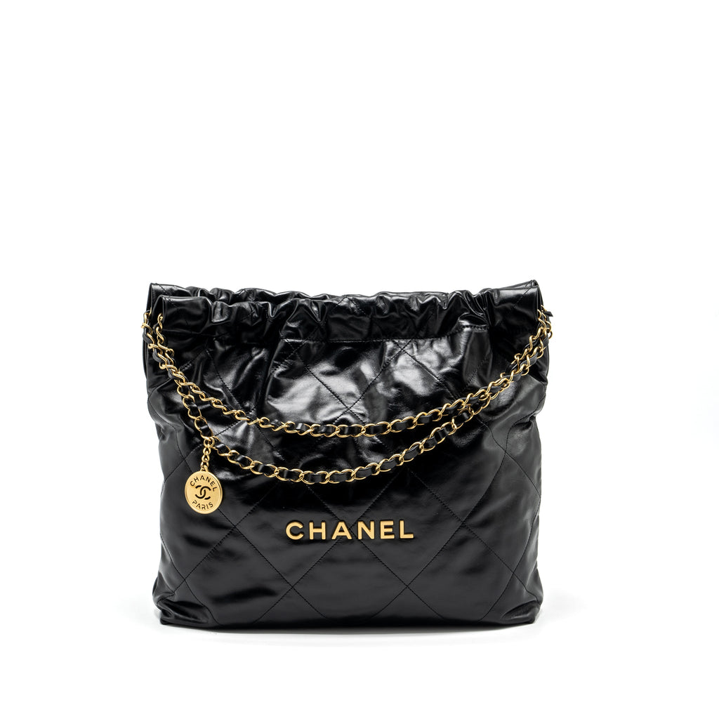 CHANEL MEDIUM 22 BAG SHINY CALFSKIN BLACK GHW