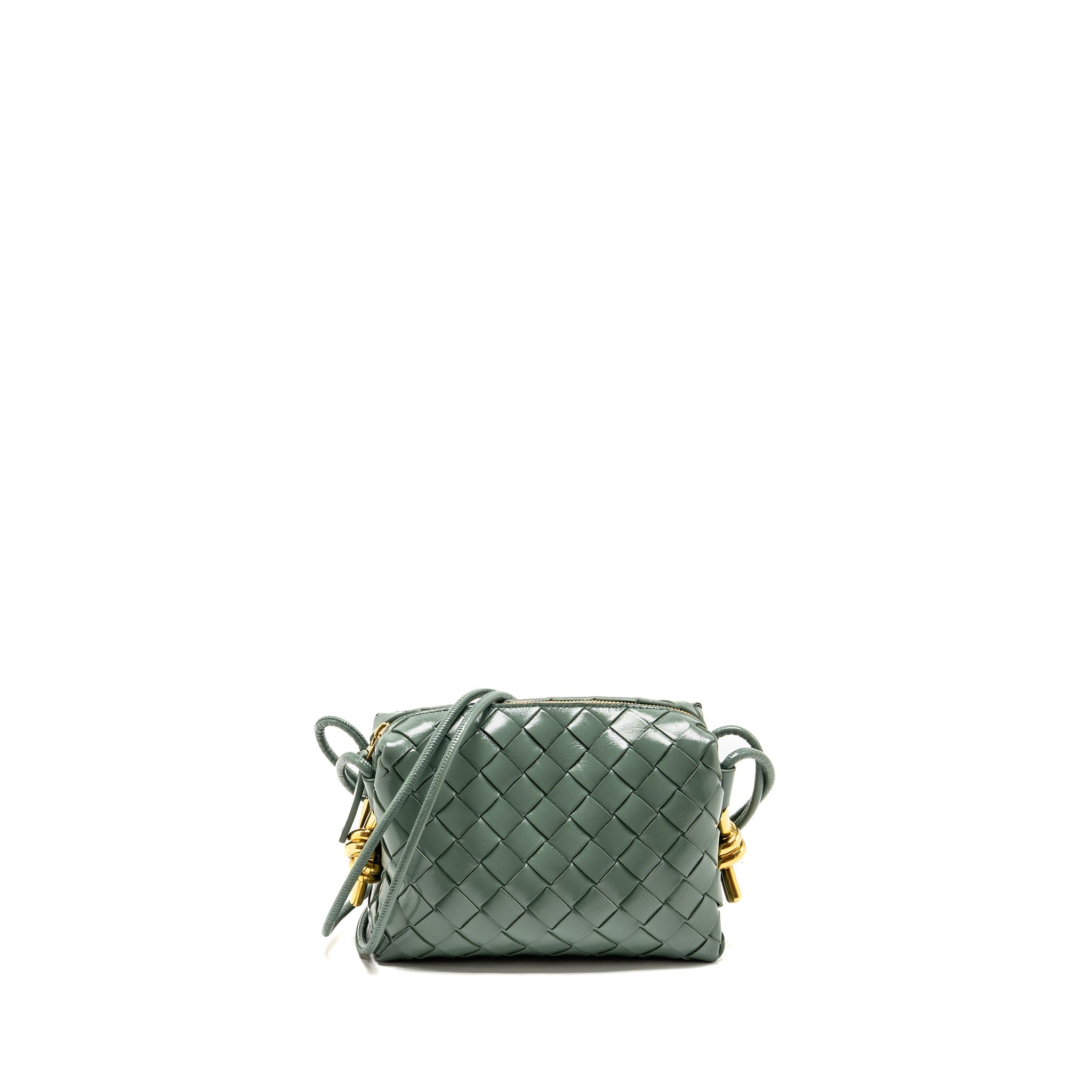 BOTTEGA VENETA MINI LOOP BAG METAL KNOTS CALFSKIN GREEN GHW