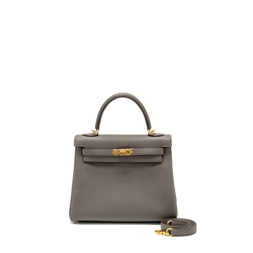 HERMES KELLY 25 TOGO GRIS ETAIN GHW