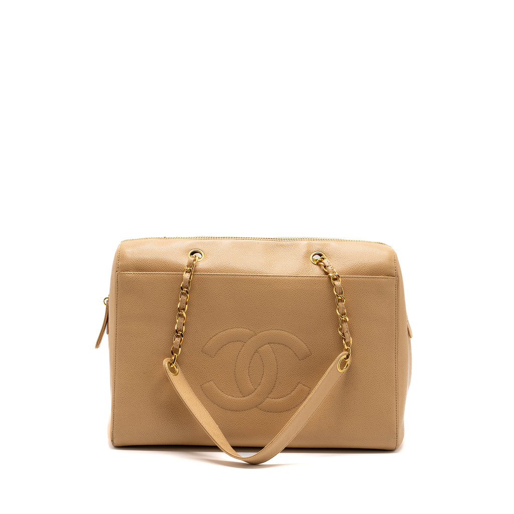 CHANEL VINTAGE TOTE BAG CAVIAR BEIGE GHW