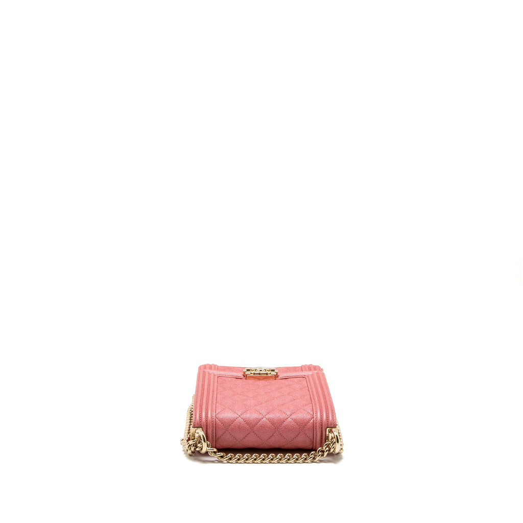CHANEL VERTICAL BOY BAG METALLIC GRAINED CALFSKIN PINK LGHW