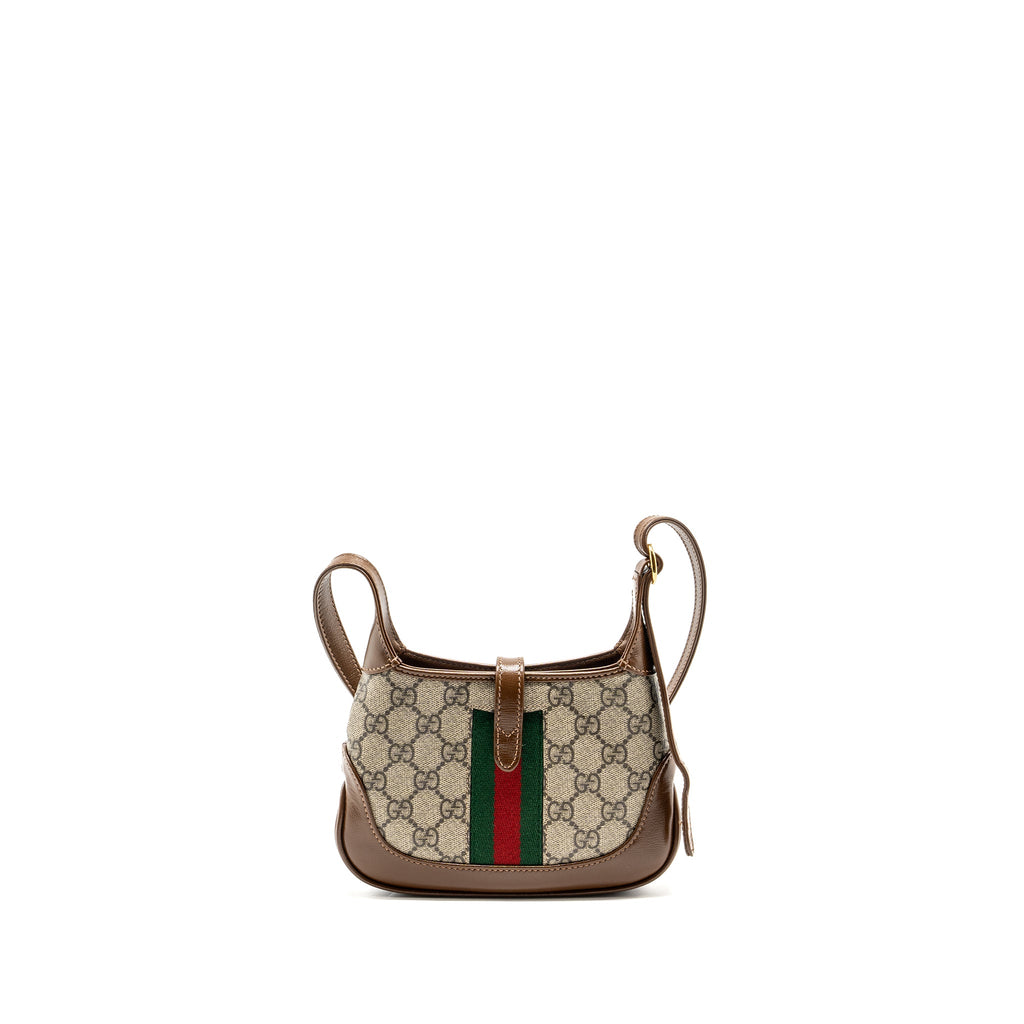 GUCCI JACKIE 1961 MINI SHOULDER BAG GG SUPREME CANVAS/CALFSKIN BROWN/MULTICOLOUR GHW