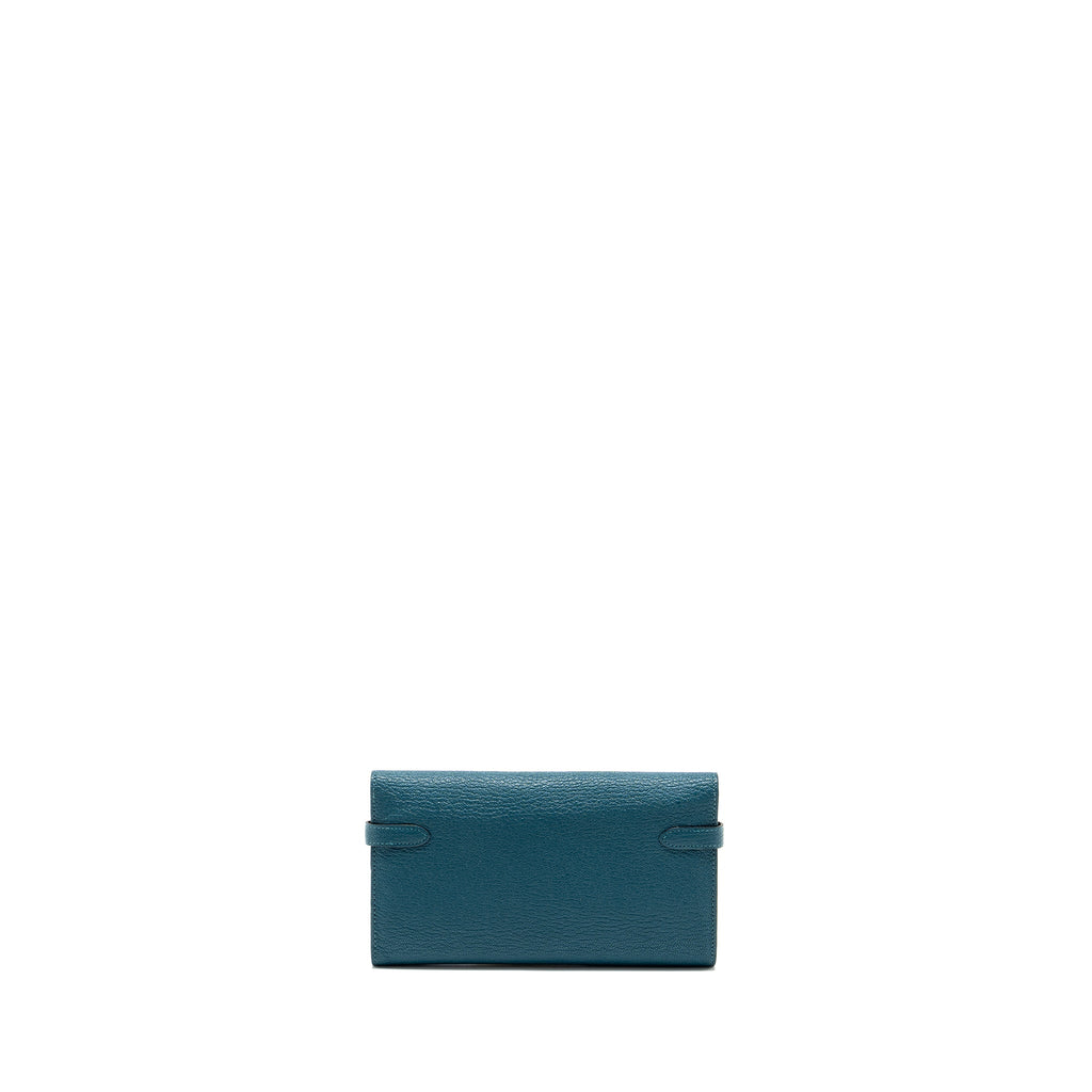 HERMES KELLY LONG WALLET CHÈVRE MYSORE VERT CYPRES GHW