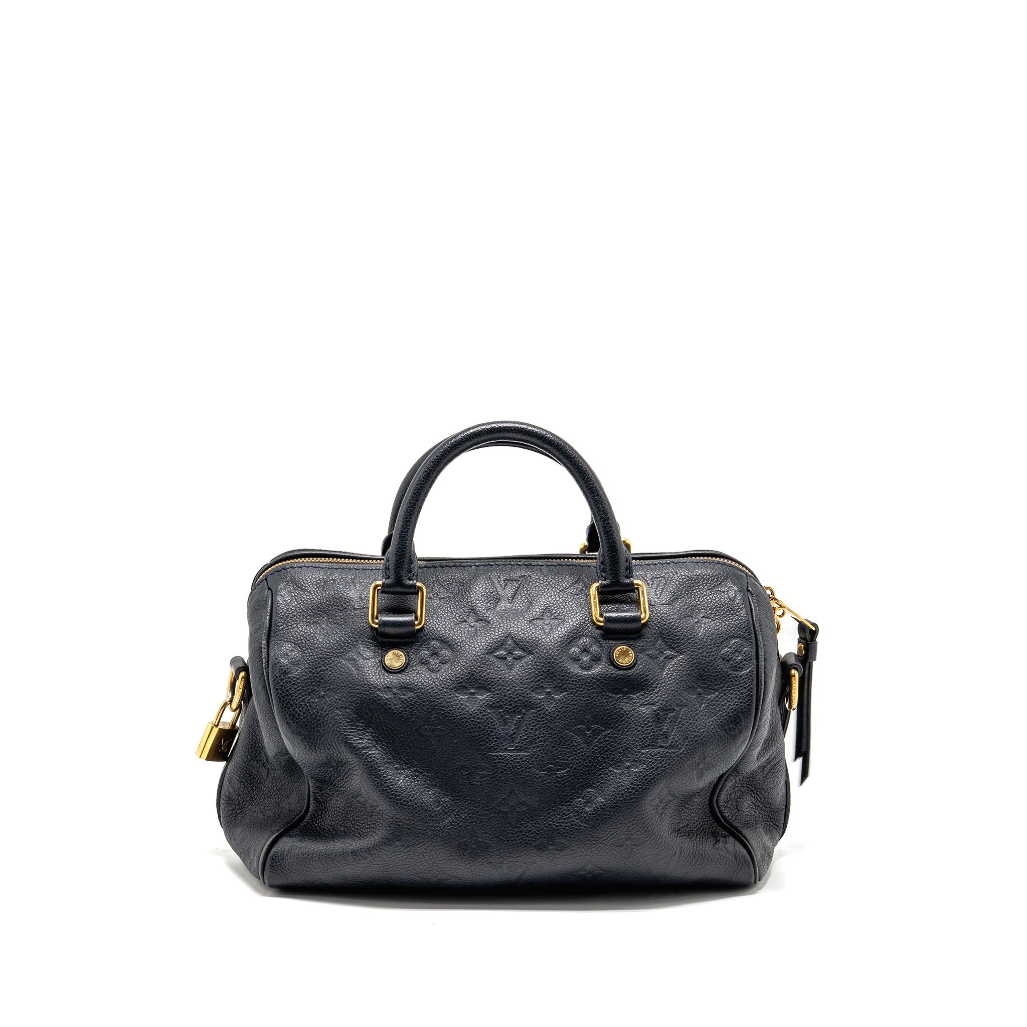 LOUIS VUITTON SPEEDY BANDOULIERE 25 MONOGRAM EMPREINTE LEATHER NAVY GHW