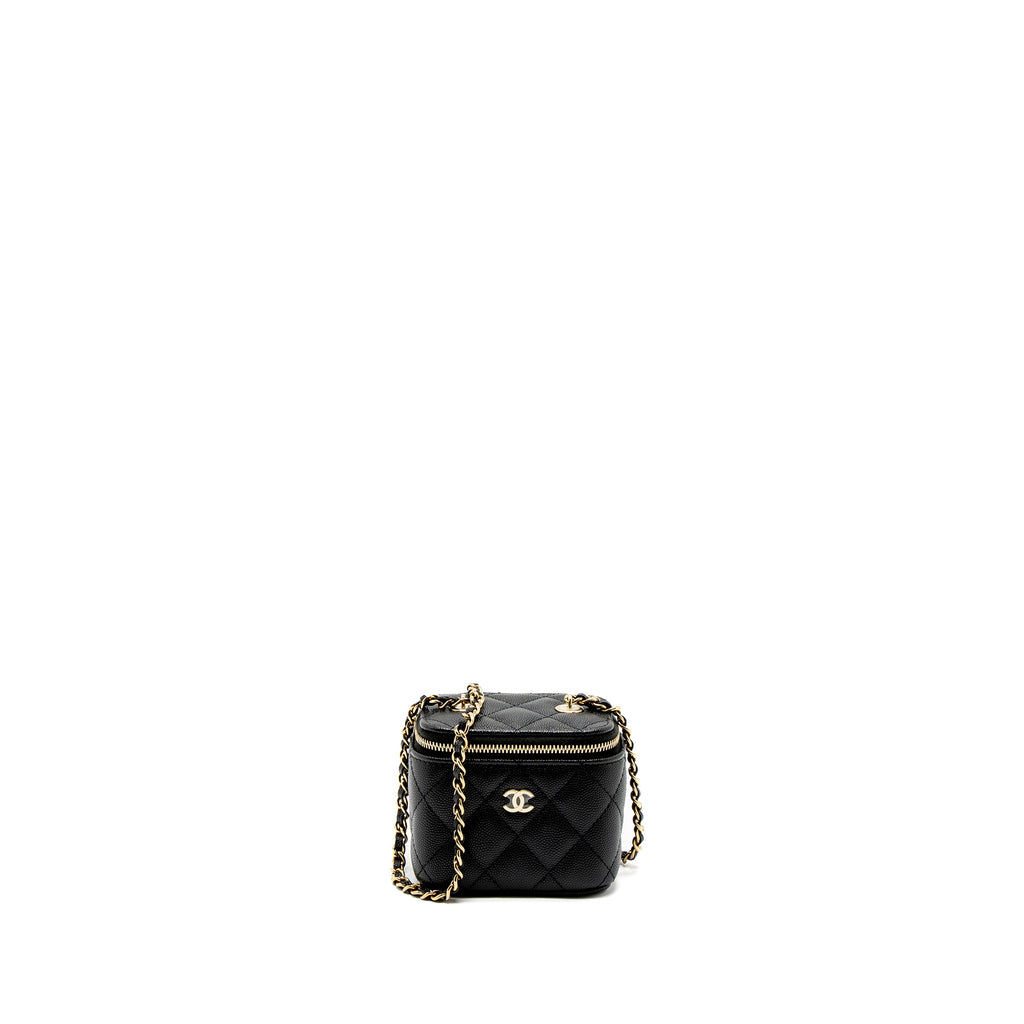 CHANEL MINI VANITY WITH CHAIN CAVIAR BLACK LGHW (MICROCHIP)