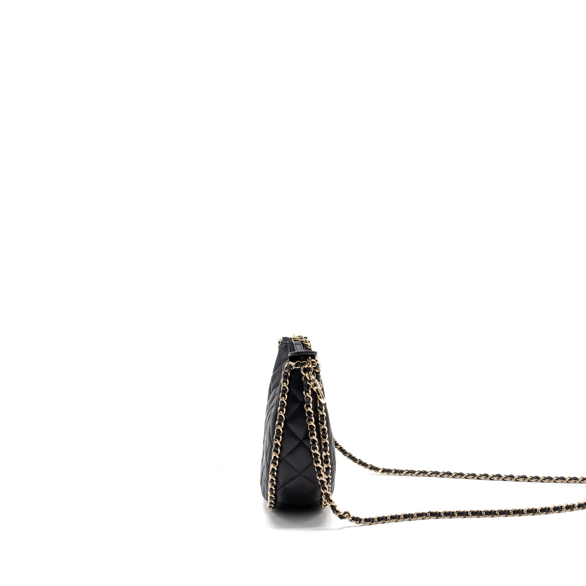CHANEL SMALL MOON HOBO BAG LAMBSKIN BLACK LGHW (MICROCHIP)
