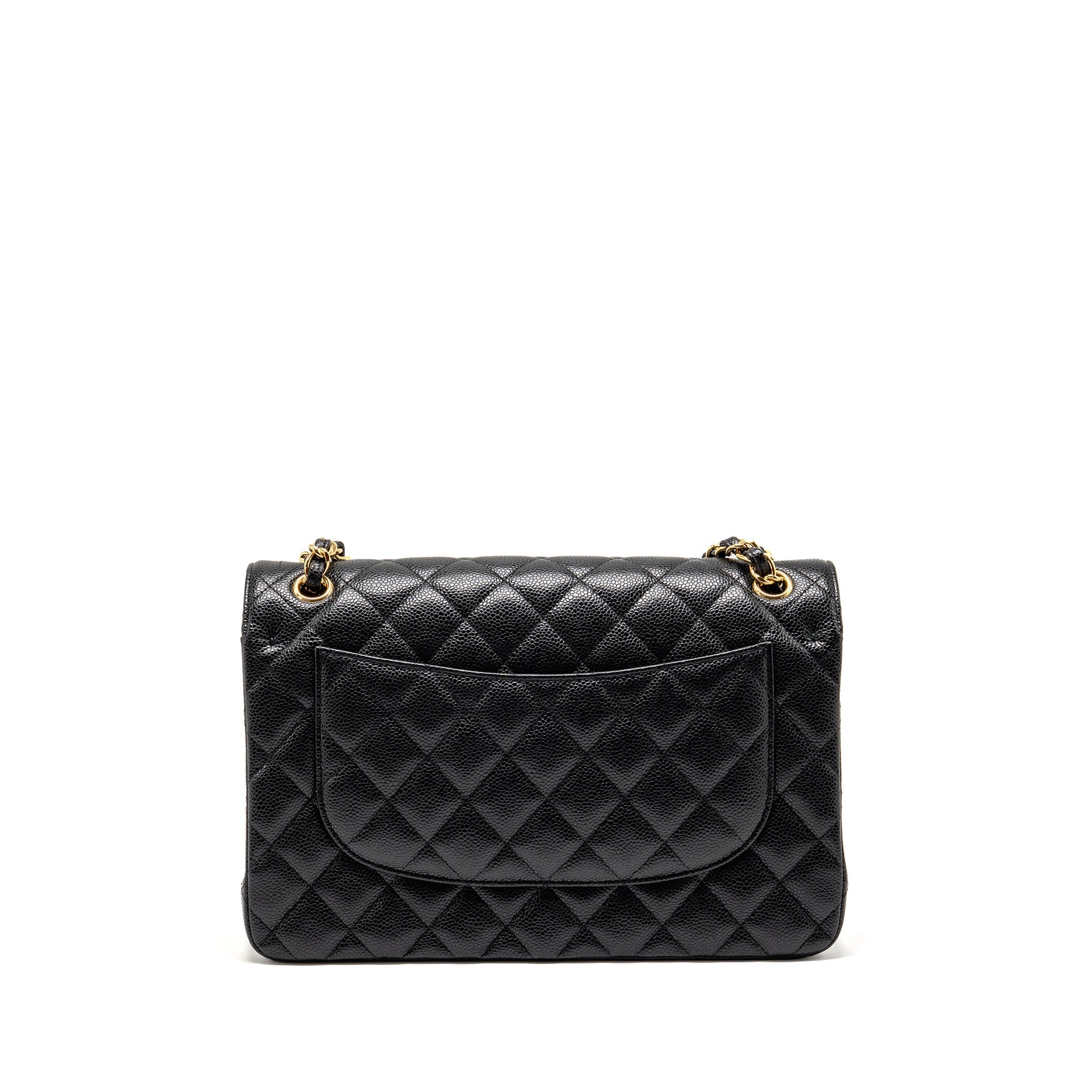 CHANEL JUMBO CLASSIC DOUBLE FLAP BAG CAVIAR BLACK GHW (MICROCHIP)