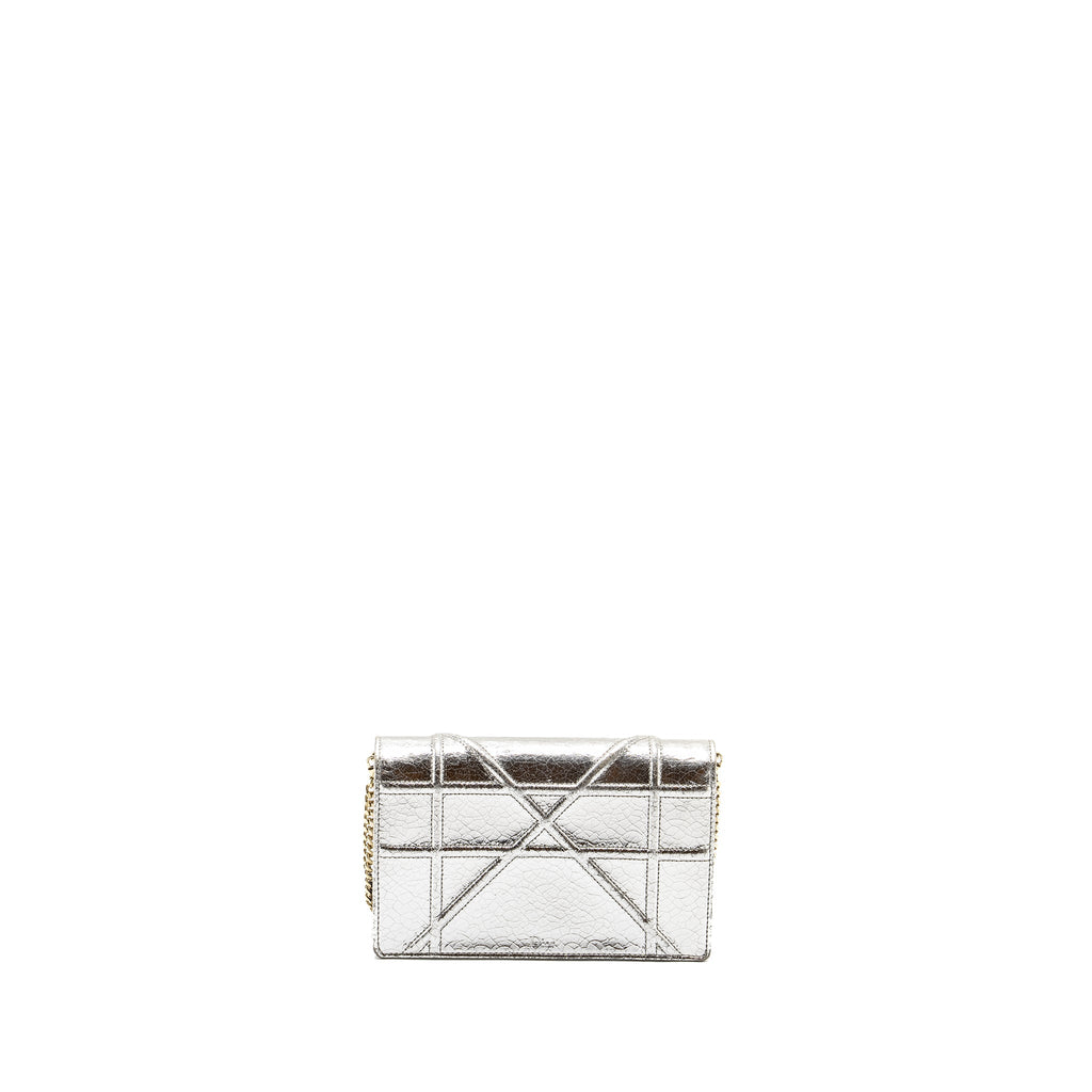 DIOR MINI DIORAMA BAG LEATHER METALLIC SILVER LGHW
