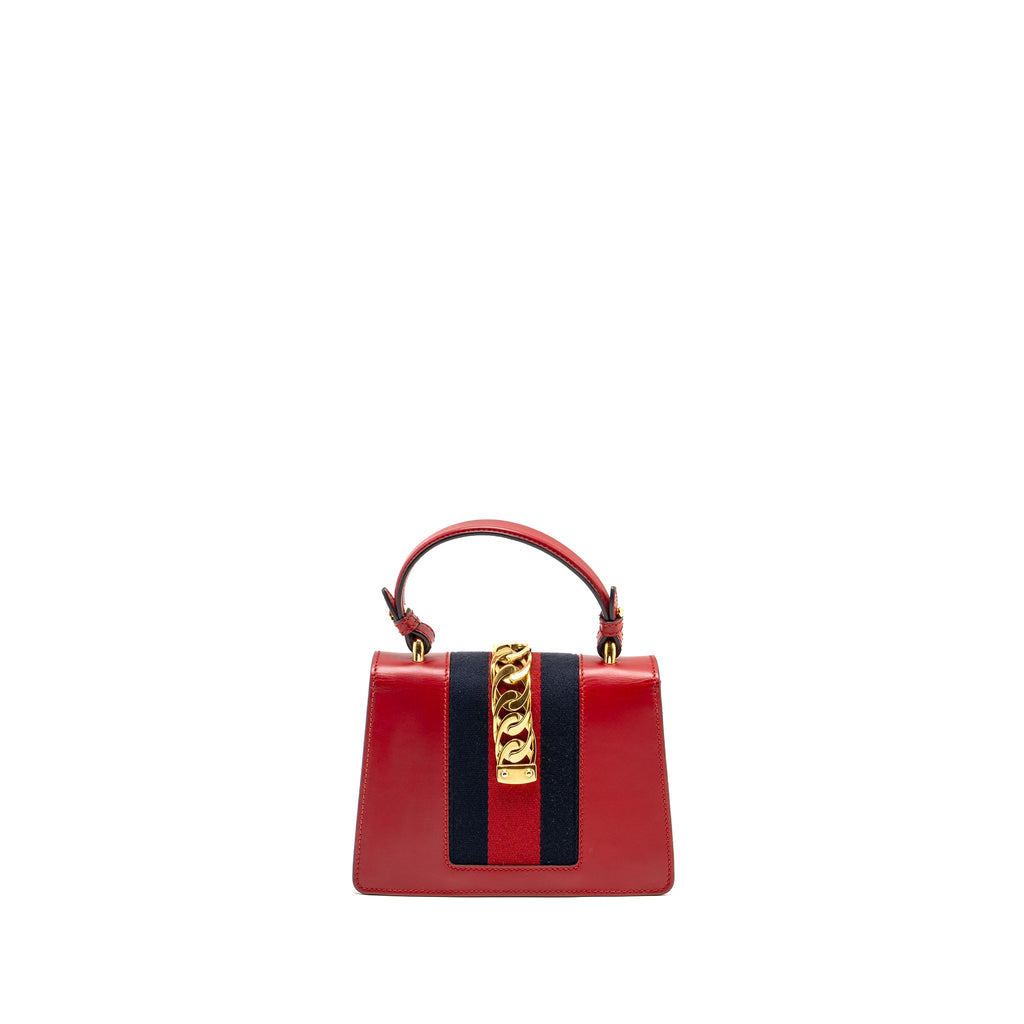 GUCCI TOP HANDLE MINI SYLVIE CALFSKIN RED GHW