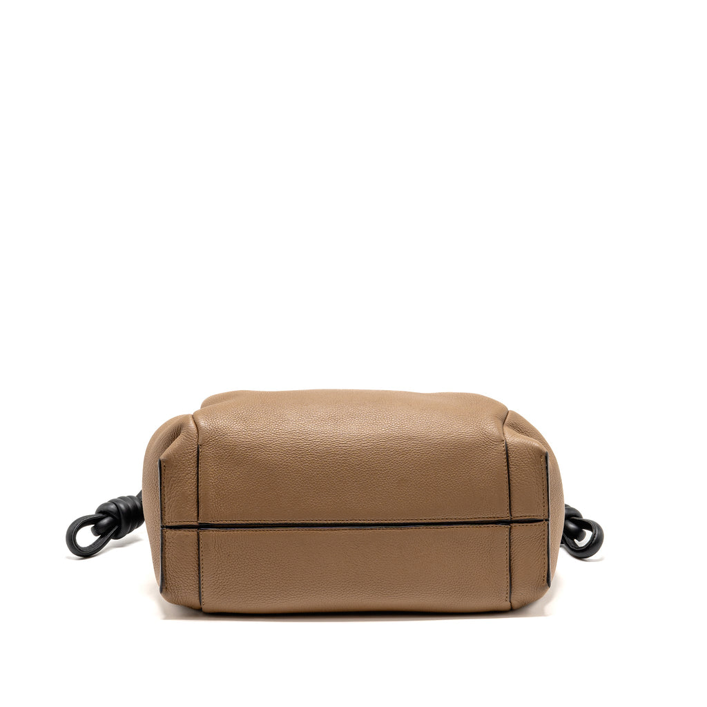 LOEWE FLAMENCO KNOT TOTE BAG GRAINED CALFSKIN BROWN/BLACK SHW