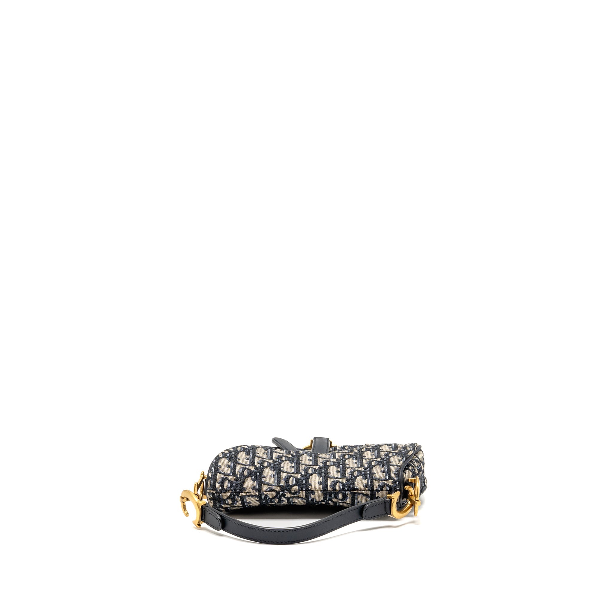 DIOR MINI SADDLE BAG OBLIQUE JACQUARD CANVAS BLUE GHW