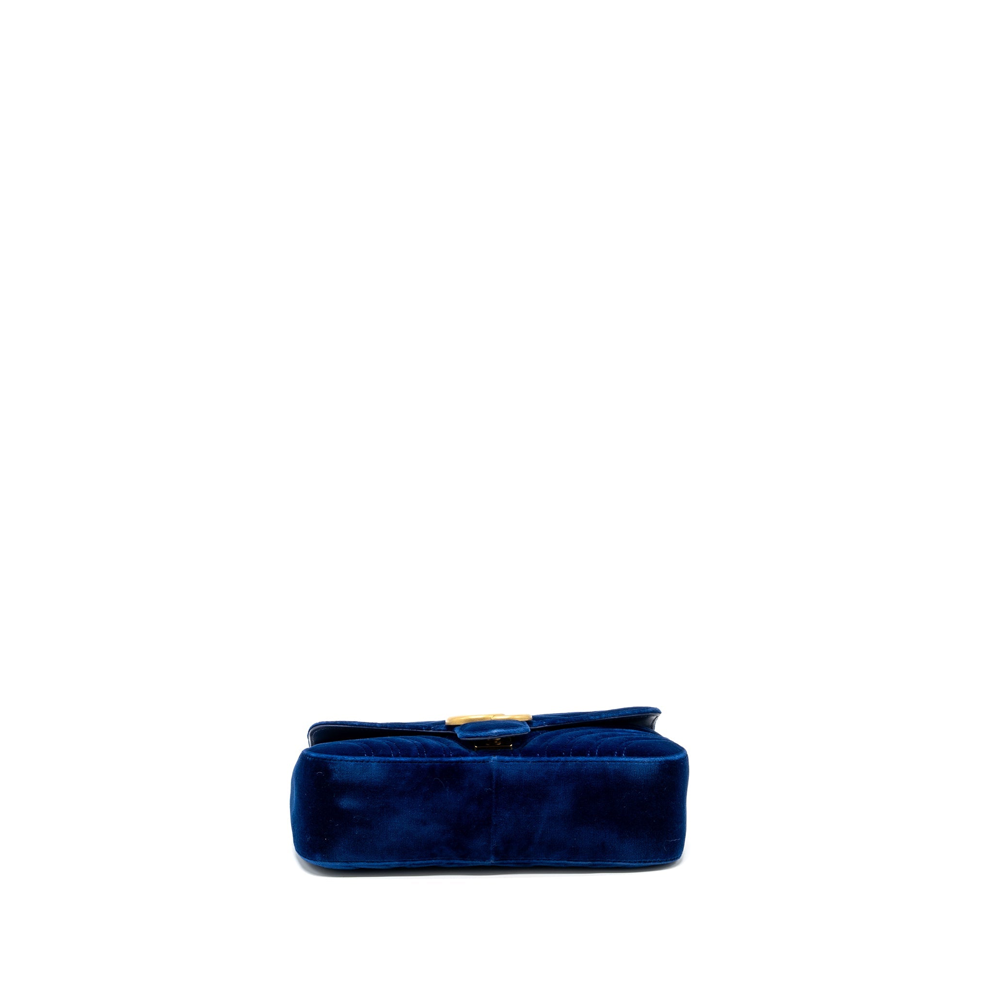 GUCCI SMALL GG MARMONT SHOULDER BAG VELVET BLUE GHW