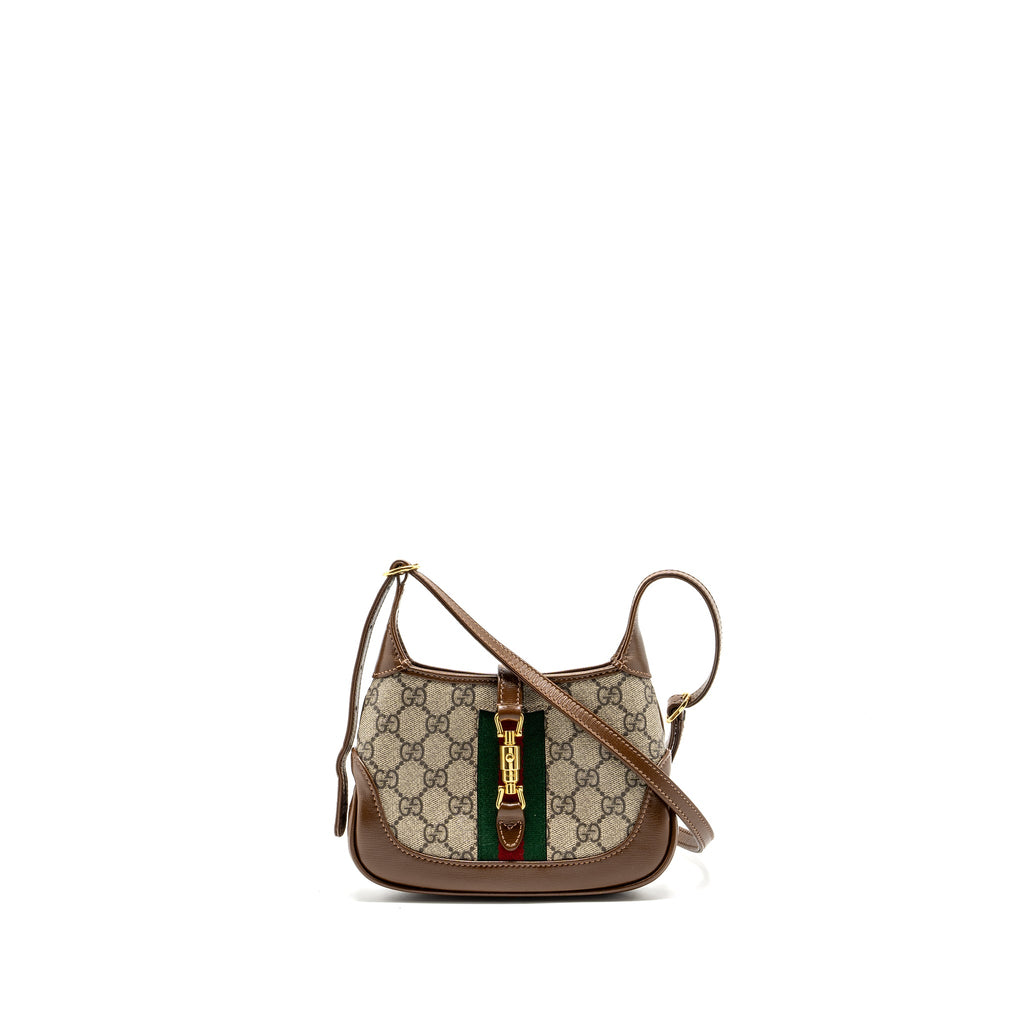 GUCCI JACKIE 1961 MINI SHOULDER BAG GG SUPREME CANVAS/CALFSKIN BROWN/MULTICOLOUR GHW