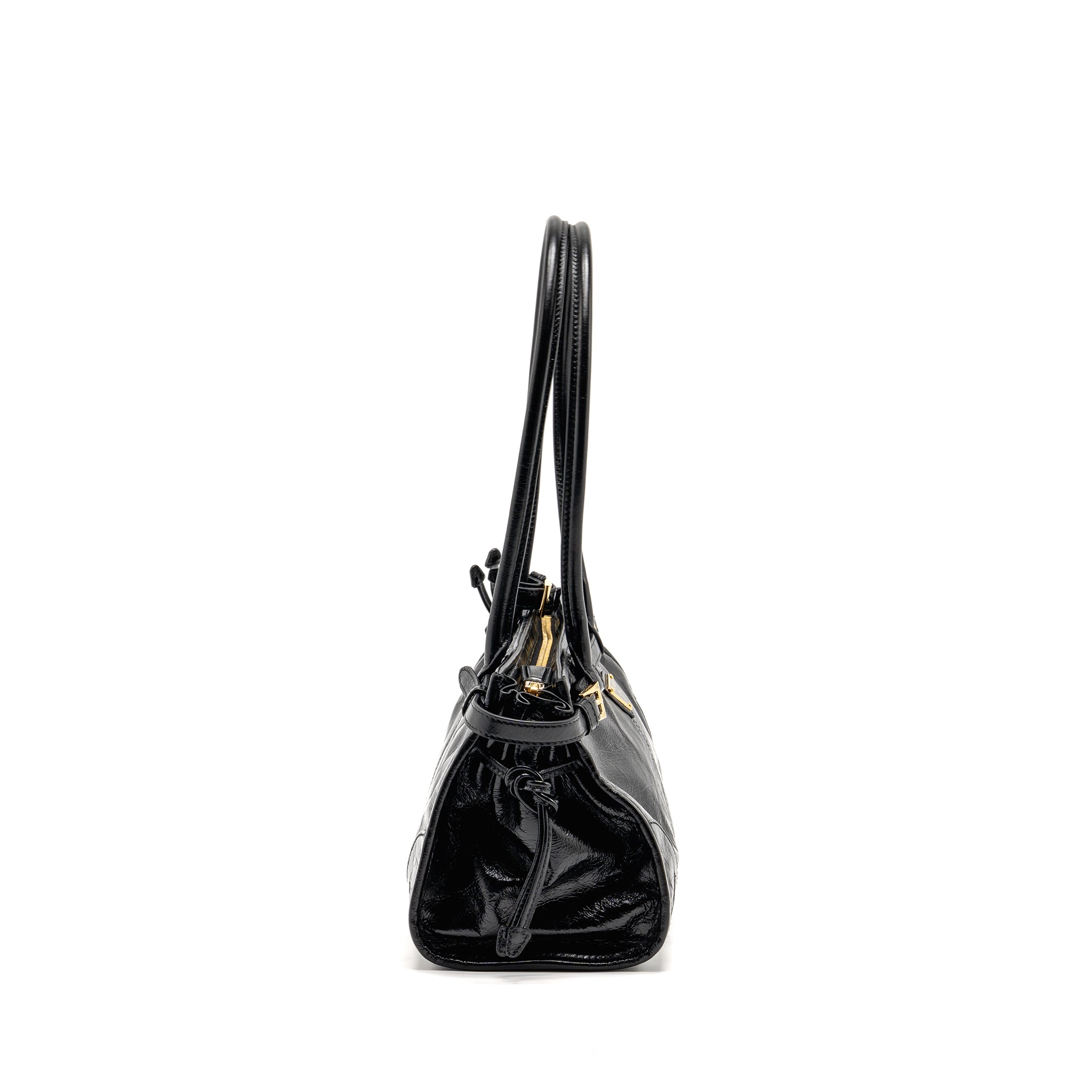 PRADA BONNIE MEDIUM LEATHER HANDBAG CALFSKIN BLACK GHW