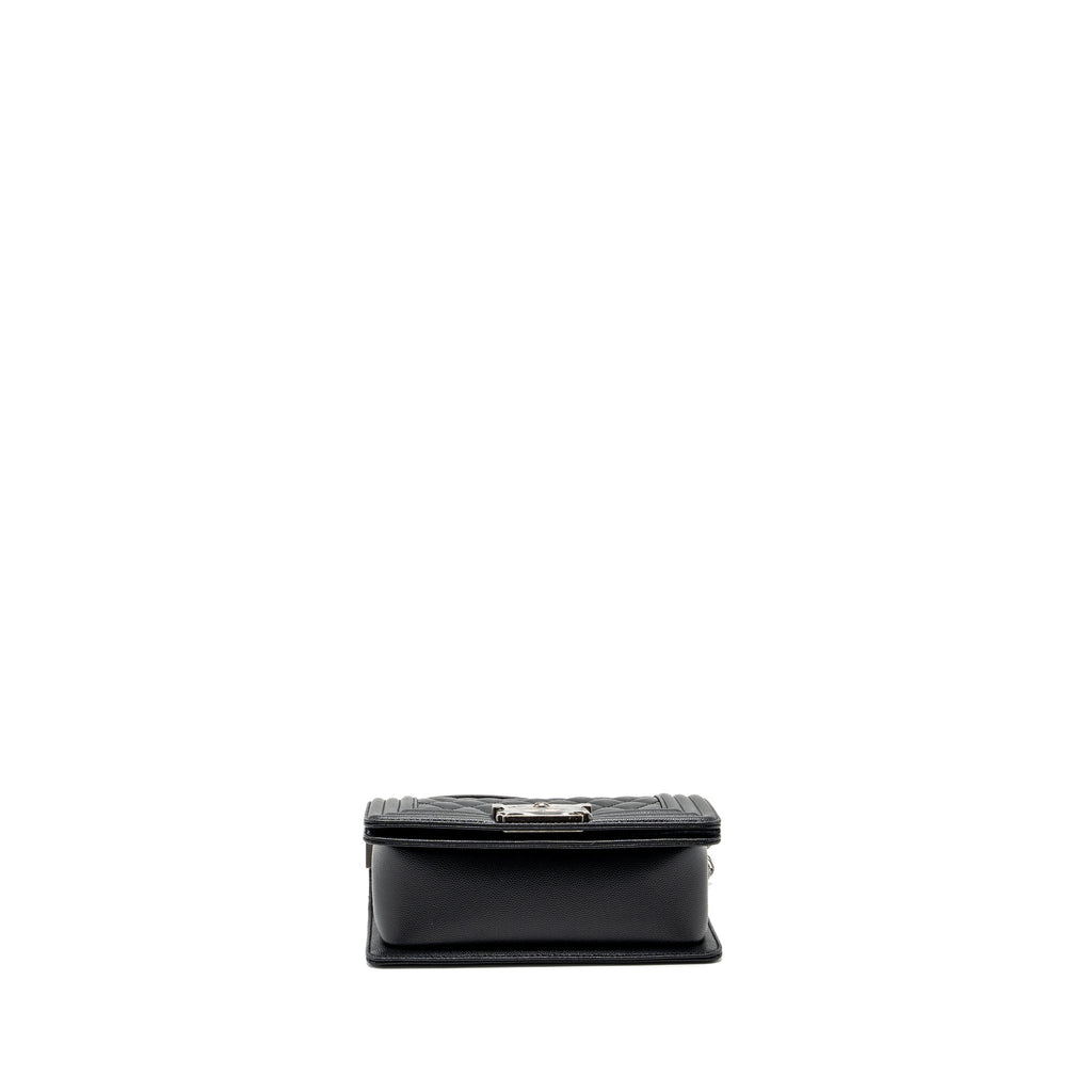 CHANEL SMALL BOY BAG CAVIAR BLACK RUTHENIUM HARDWARE (MICROCHIP)