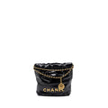 CHANEL MINI 22 BAG SHINY CALFSKIN BLACK GHW(MICROCHIP)