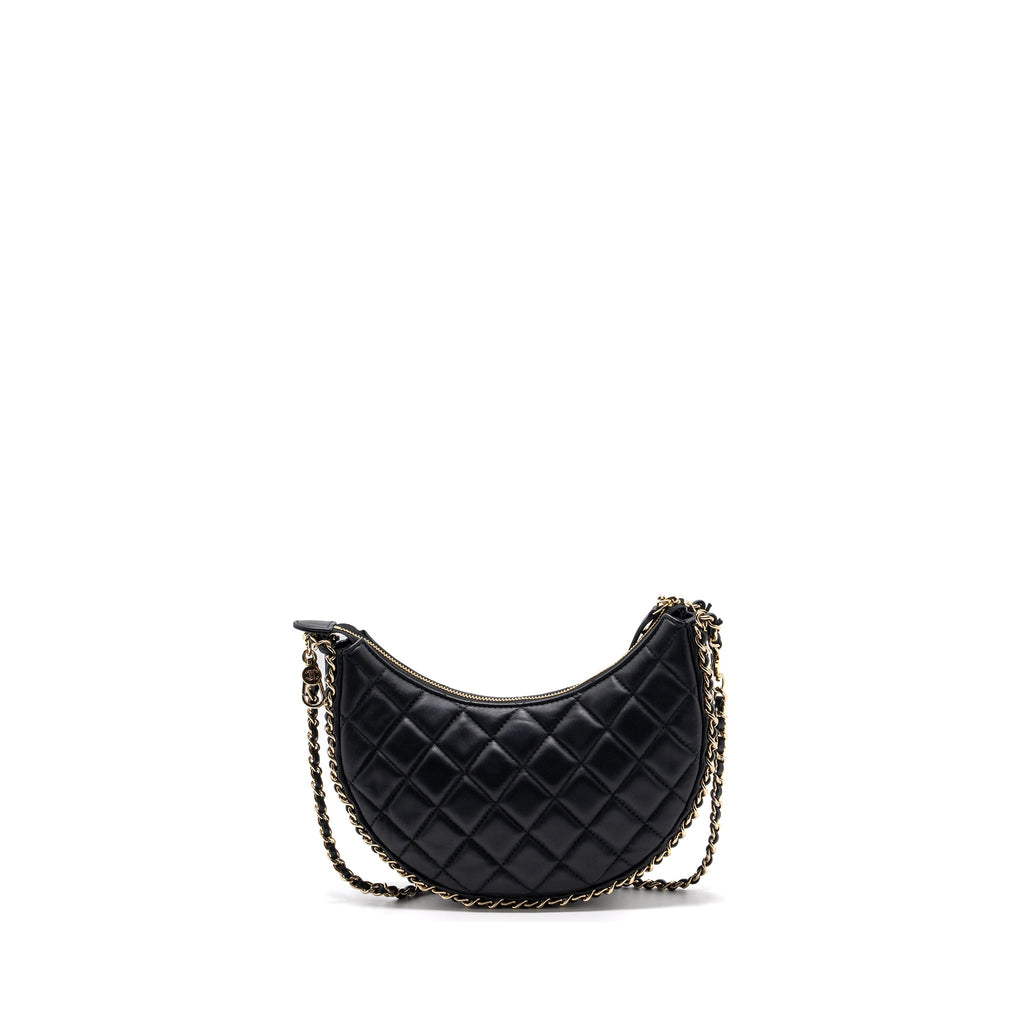 CHANEL SMALL MOON HOBO BAG LAMBSKIN BLACK LGHW (MICROCHIP)