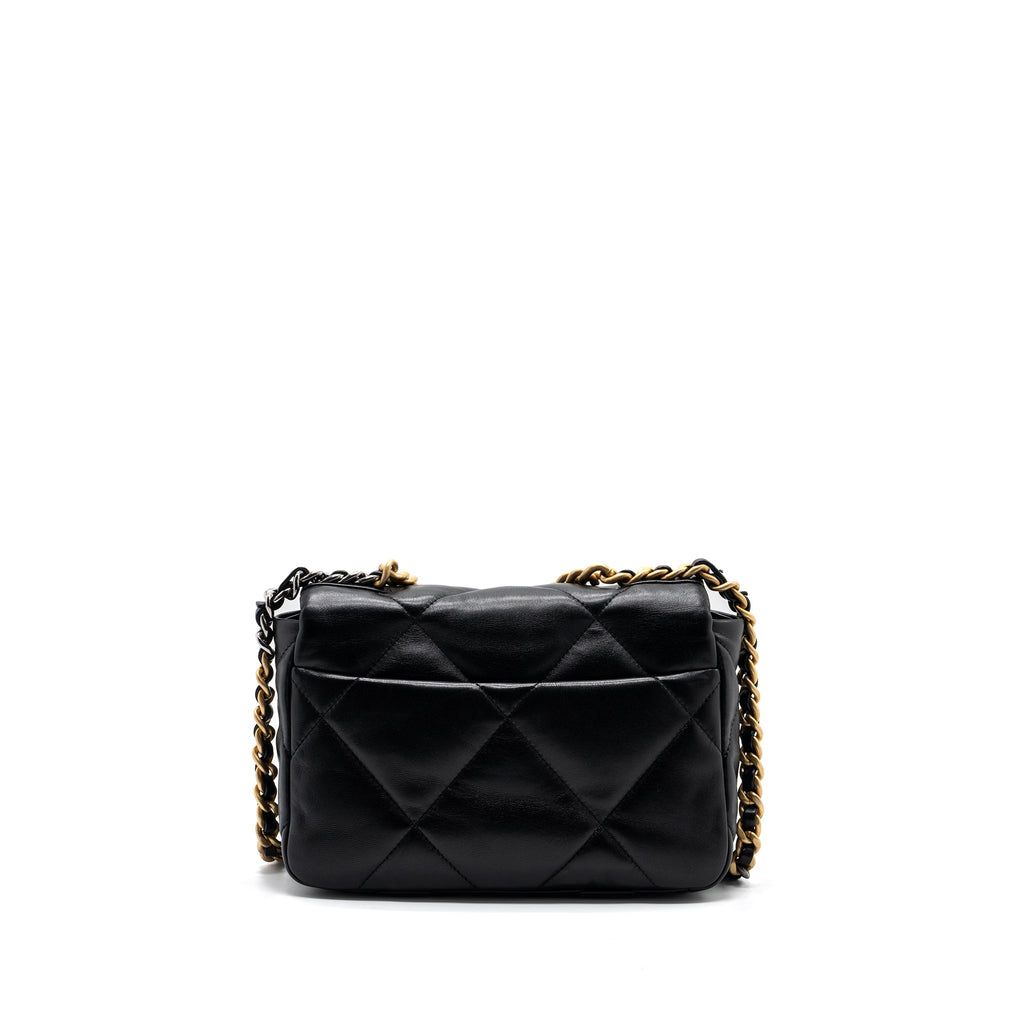 CHANEL SMALL 19 BAG LAMBSKIN BLACK MULTICOLOR HARDWARE (MICROCHIP)