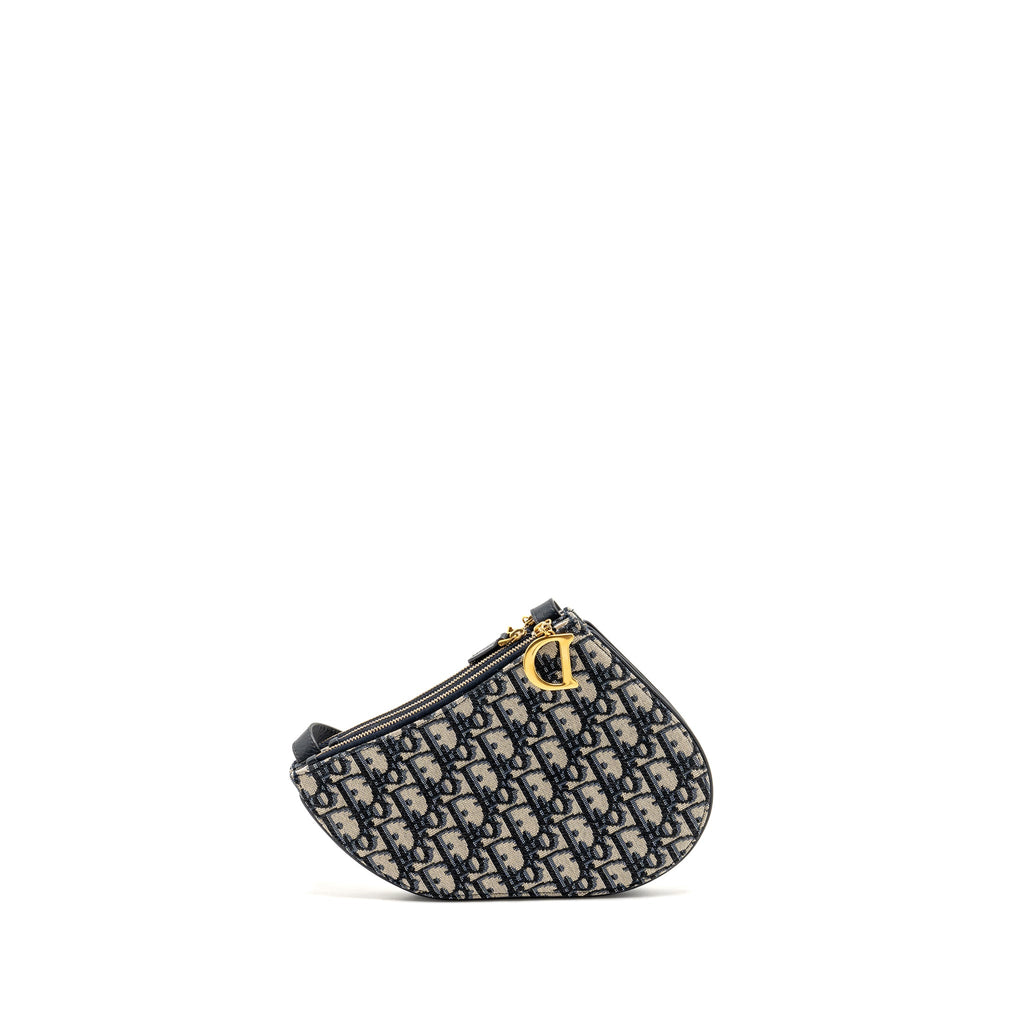 DIOR SADDLE TRIO POUCH WITH STRAP OBLIQUE CANVAS GHW