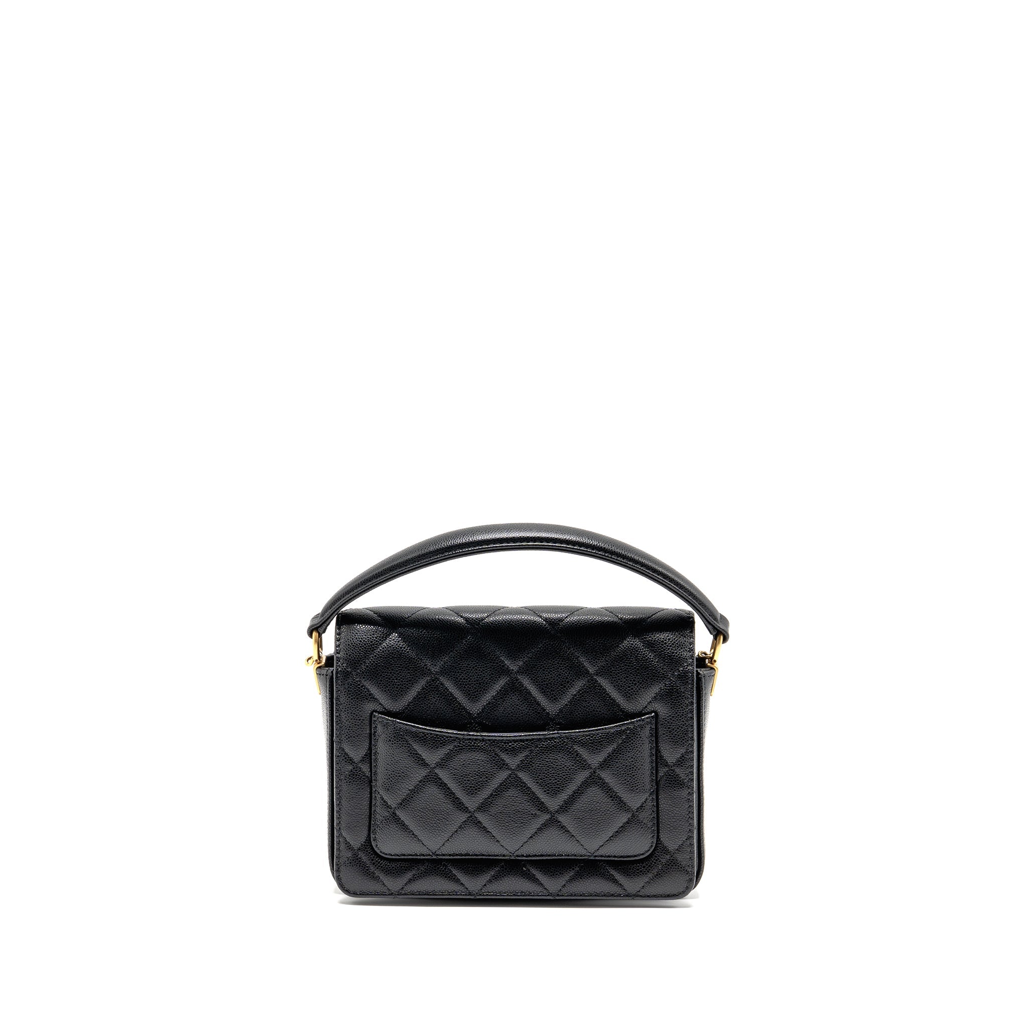 CHANEL 24K TOP HANDLE MESSENGER BAG WITH REMOVABLE CHAIN CAVIAR BLACK GHW(MICROCHIP)