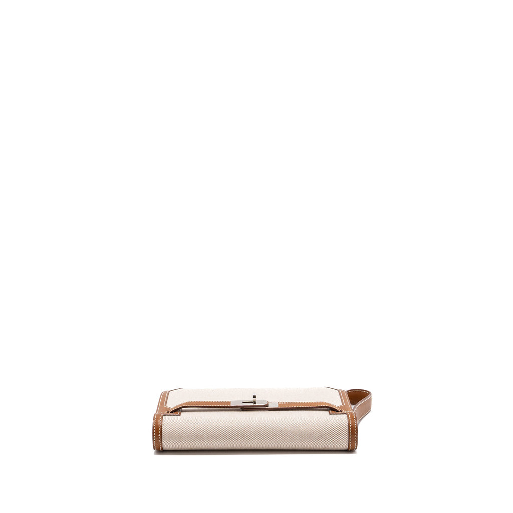 HERMES POCHETTE KELLY DEPECHES 25 CANVAS / BARENIA ECRU BEIGE / FAUVE SHW