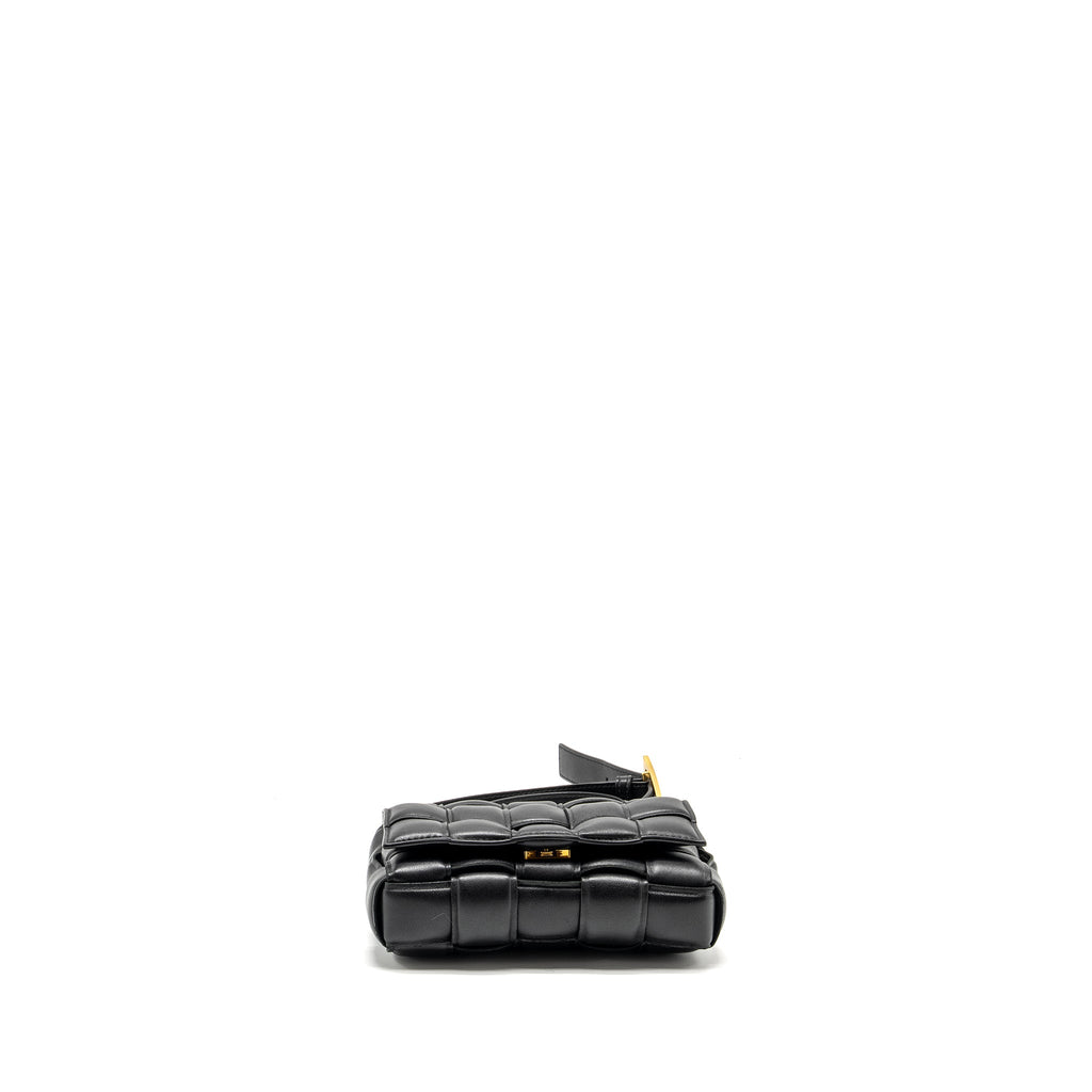 BOTTEGA VENETA SMALL PADDED CASSETTE BAG LAMBSKIN BLACK GHW