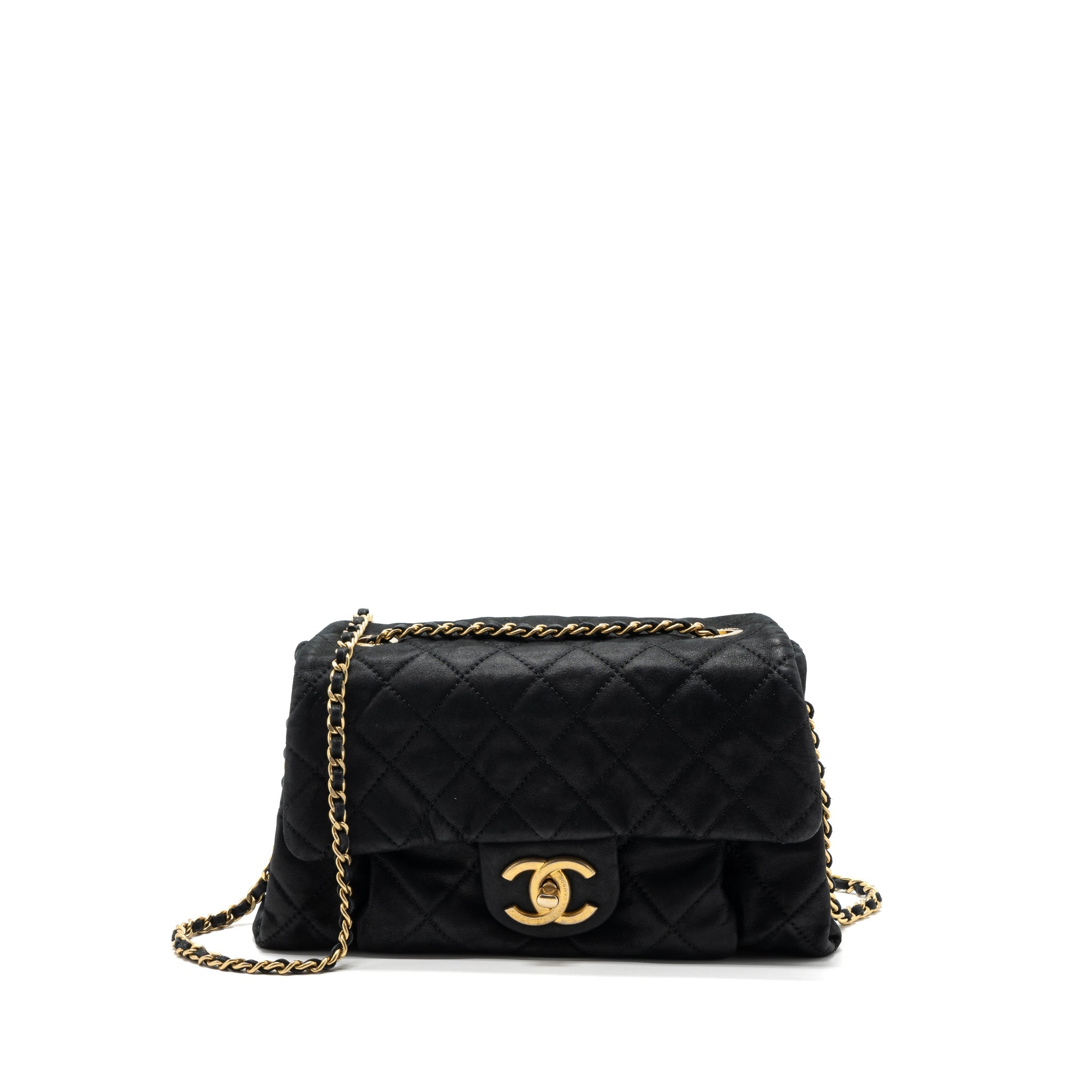CHANEL QUILTED SEASONAL FLAP BAG CALFSKIN IRIDESCENT BLACK WITH GHW