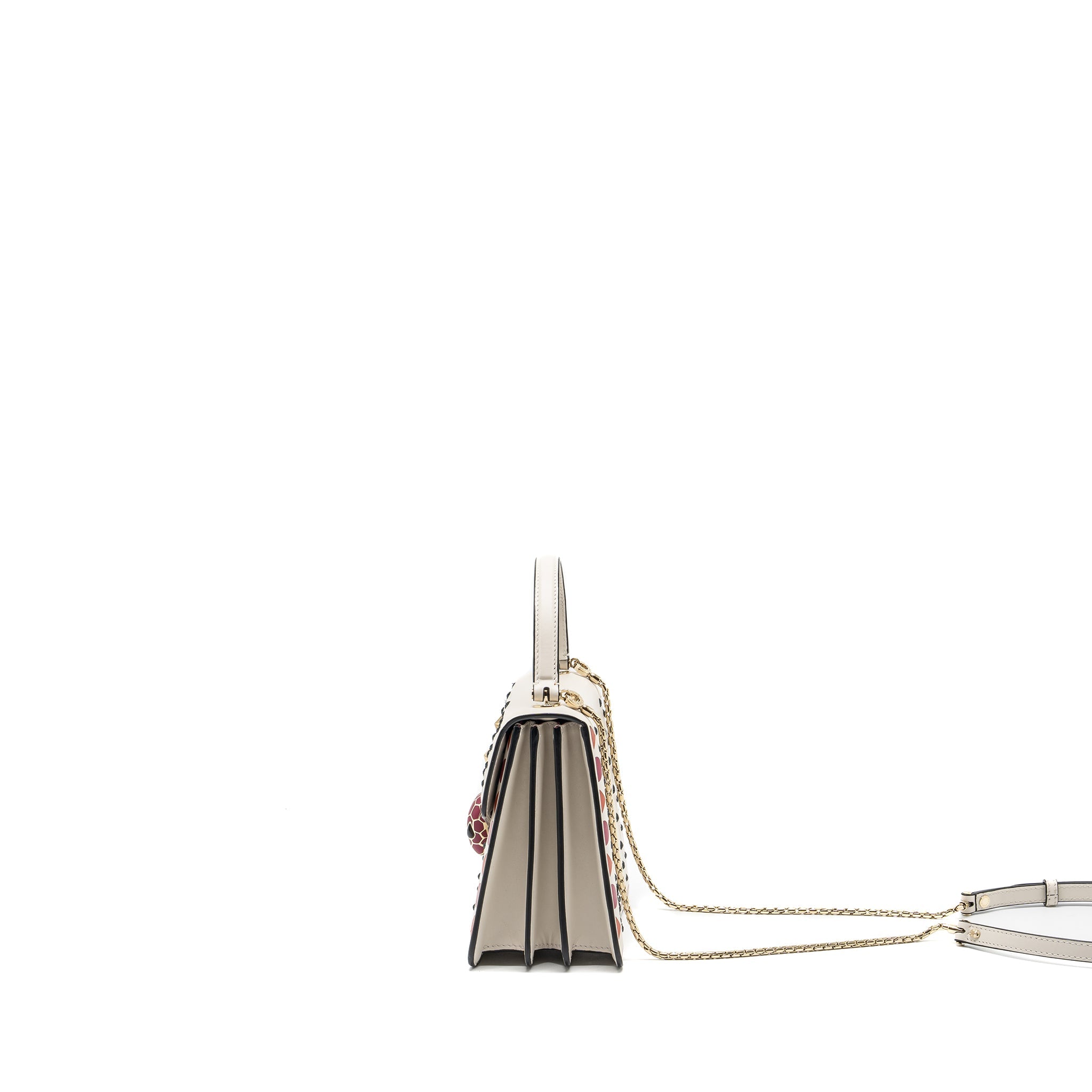 BVLGARI SERPENTI FOREVER TOP HANDLE BAG LIMITED EDITION CALFSKIN WHITE/MULTICOLOUR LGHW