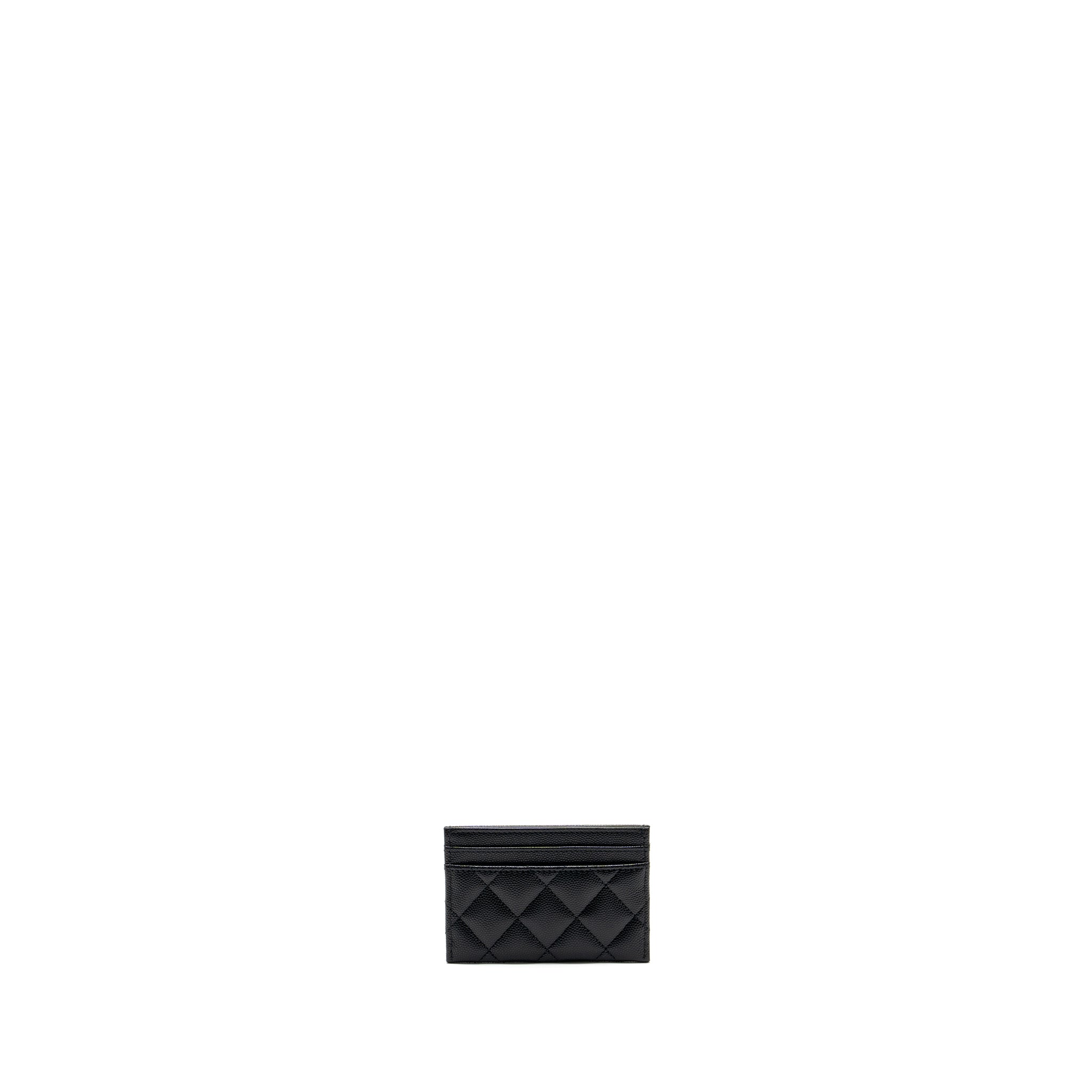 CHANEL GIANT DETAILED CC LOGO CARD HOLDER CAVIAR BLACK LGHW (MICROCHIP)