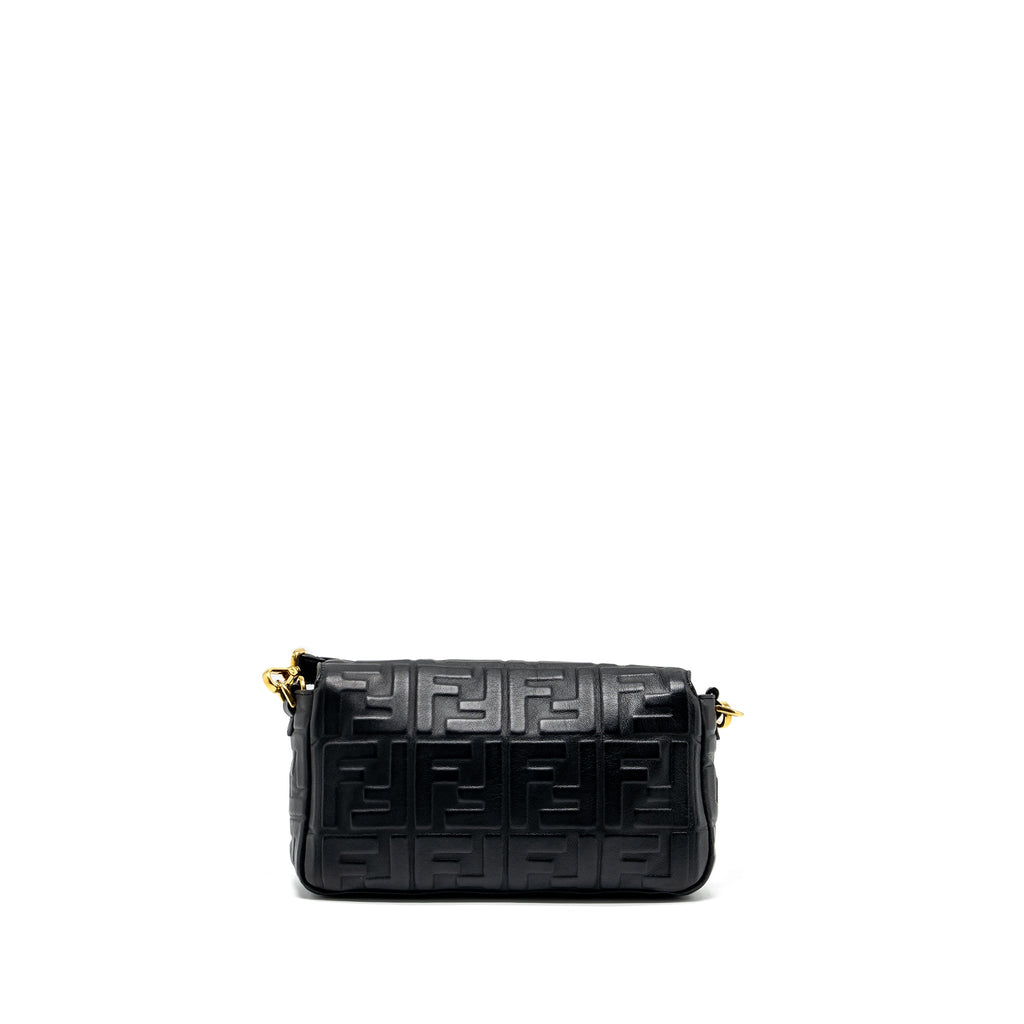 FENDI BAGUETTE BAG WITH FF MOTIF NAPPA BLACK GHW