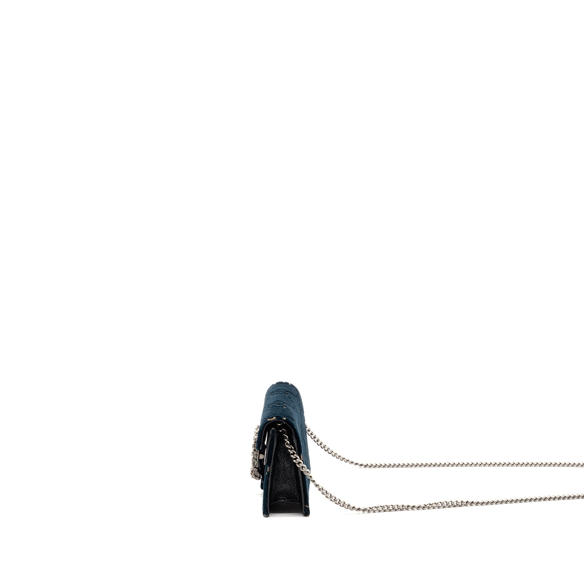 GUCCI DIONYSUS SUPER MINI BAG VELVET DARK BLUE SHW