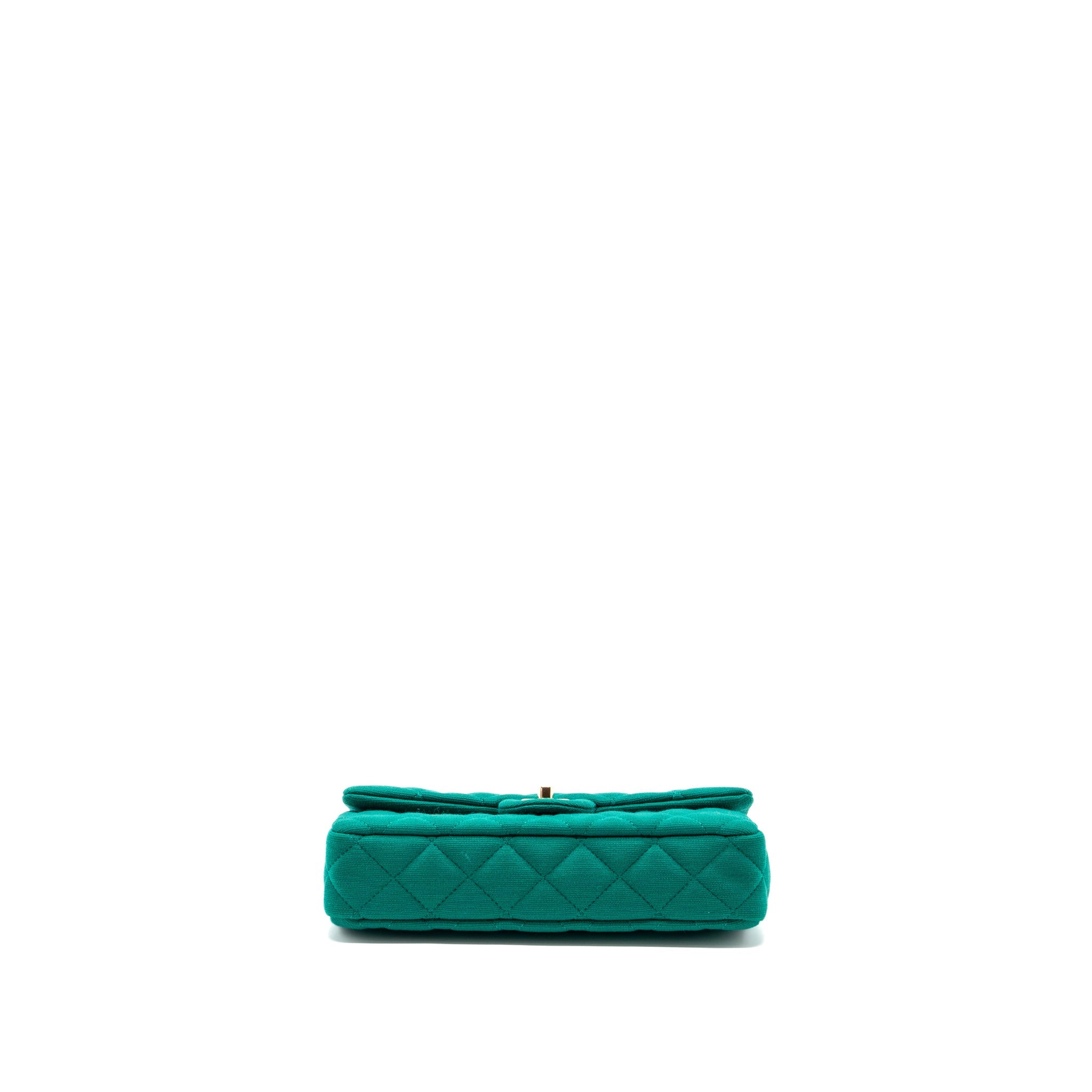 CHANEL 23A CLASSIC FLAP CLUTCH FABRIC GREEN LGHW(MICROCHIP)