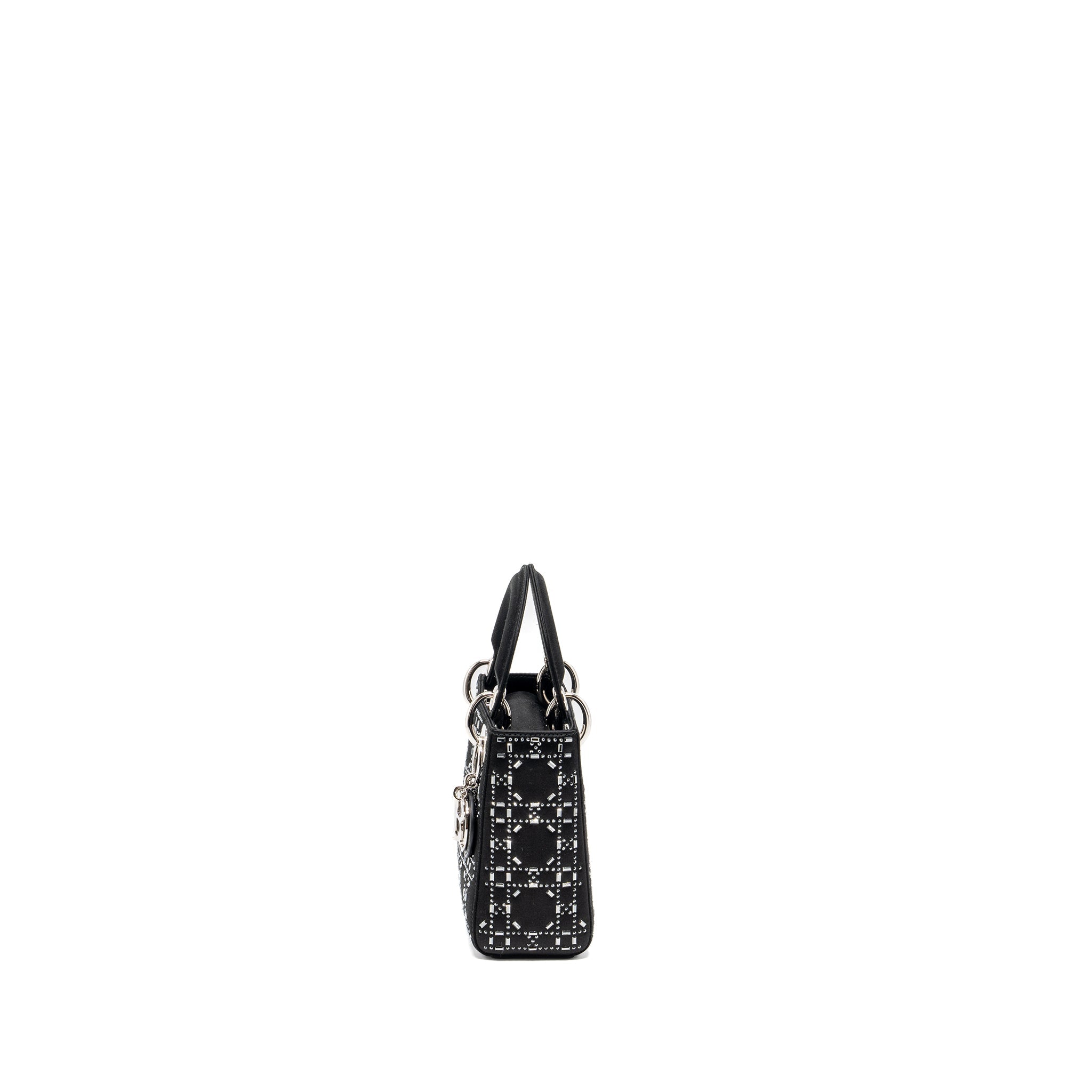DIOR MINI LADY DIOR SATIN CRYSTAL BLACK SHW