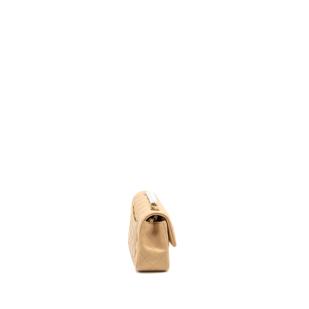 CHANEL 22C MINI RECTANGULAR FLAP BAG LAMBSKIN BEIGE LGHW (MICROCHIP)