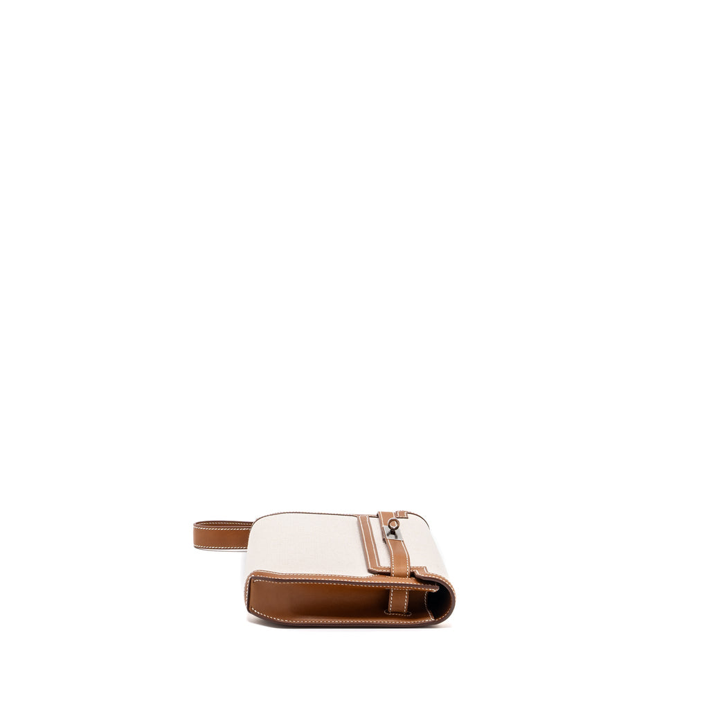 HERMES POCHETTE KELLY DEPECHES 25 CANVAS / BARENIA ECRU BEIGE / FAUVE SHW