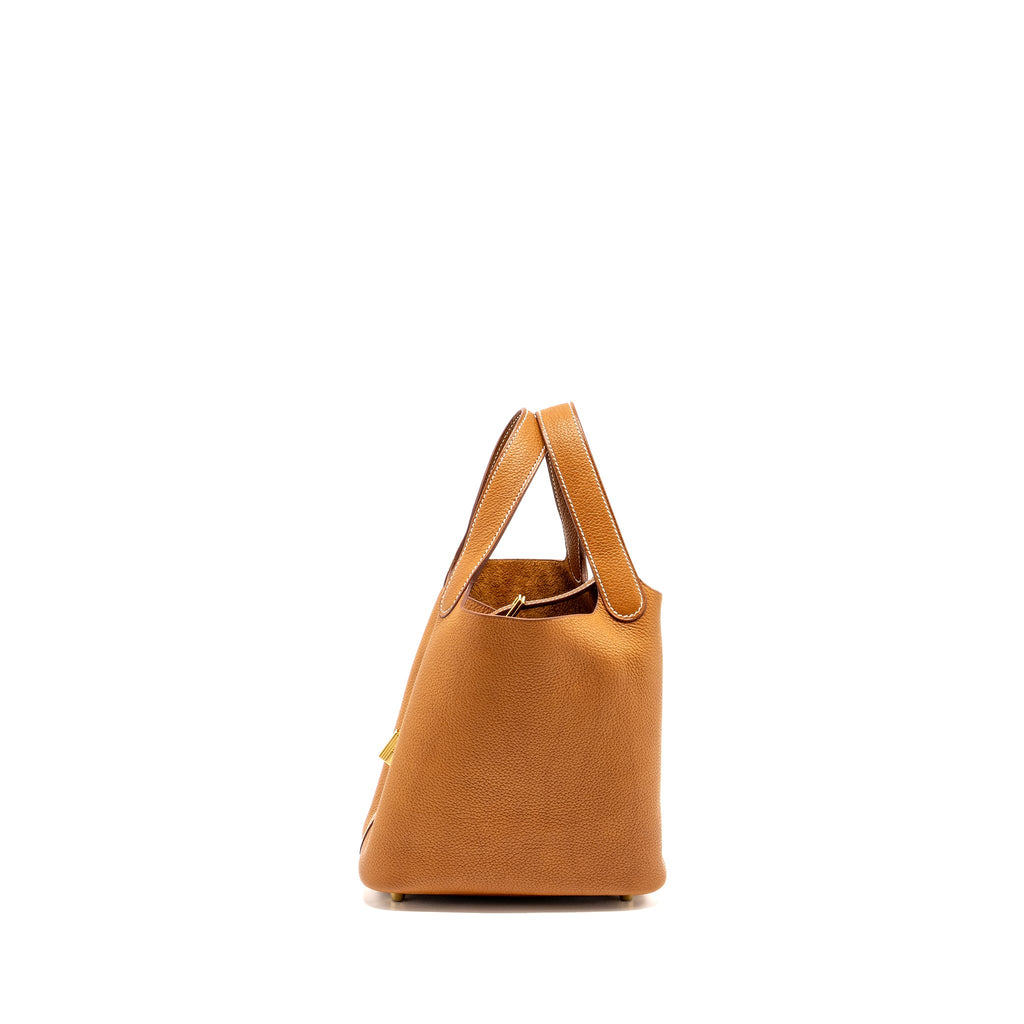 HERMES PICOTIN 18 LOCK BAG BARENIA FAUBOURG FAUVE GHW