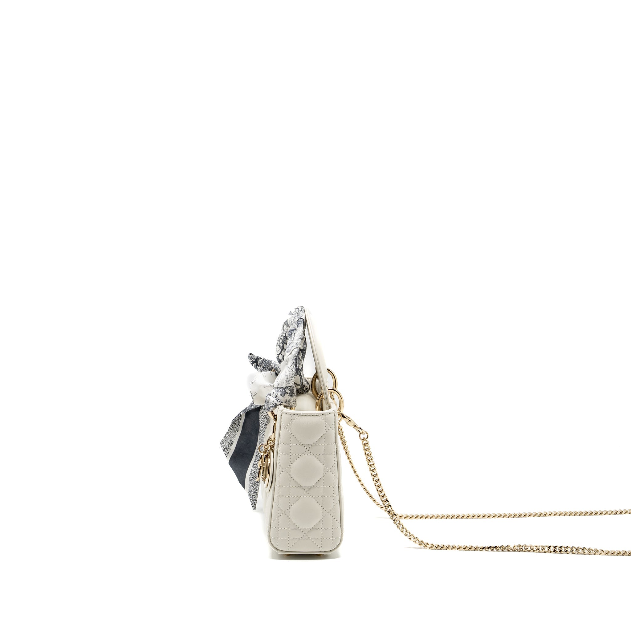 DIOR MINI LADY DIOR LAMBSKIN WHITE LGHW