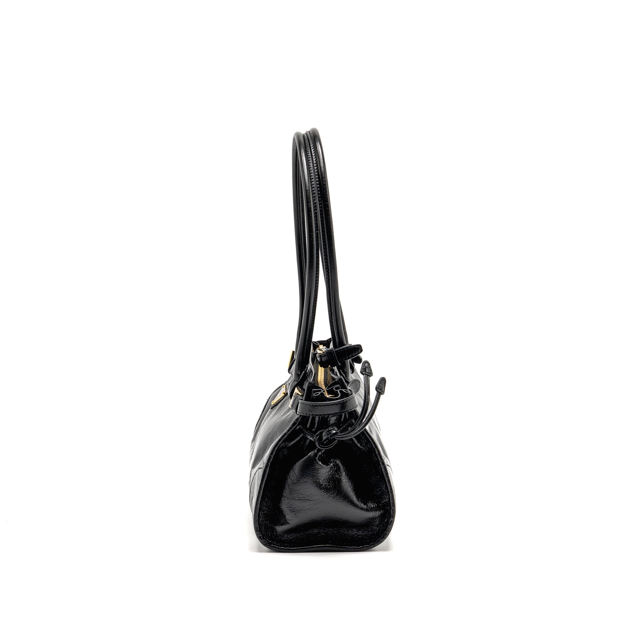 PRADA BONNIE MEDIUM LEATHER HANDBAG CALFSKIN BLACK GHW