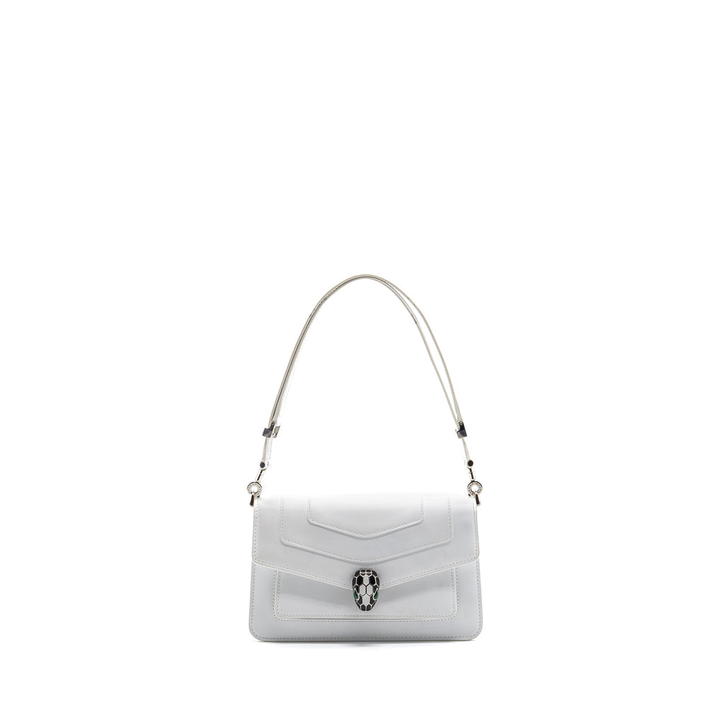 BVLGARI SERPENTI FOREVER EAST-WEST SHOULDER BAG CALFSKIN WHITE SHW