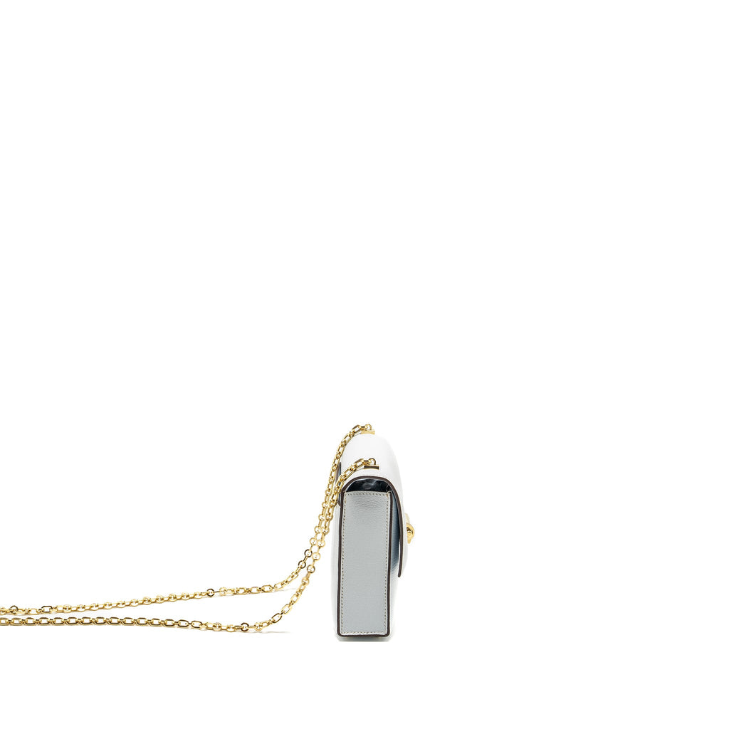 HERMES MINI VERROU CHEVRE MYSORE BLUE BRUME GHW