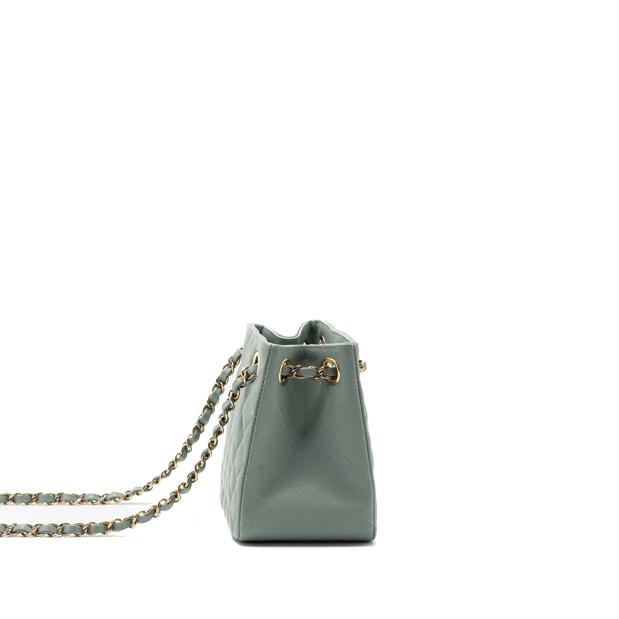 CHANEL 23C MINI BUCKET TOTE BAG CAVIAR LIGHT GREY LGHW (MICROCHIP)