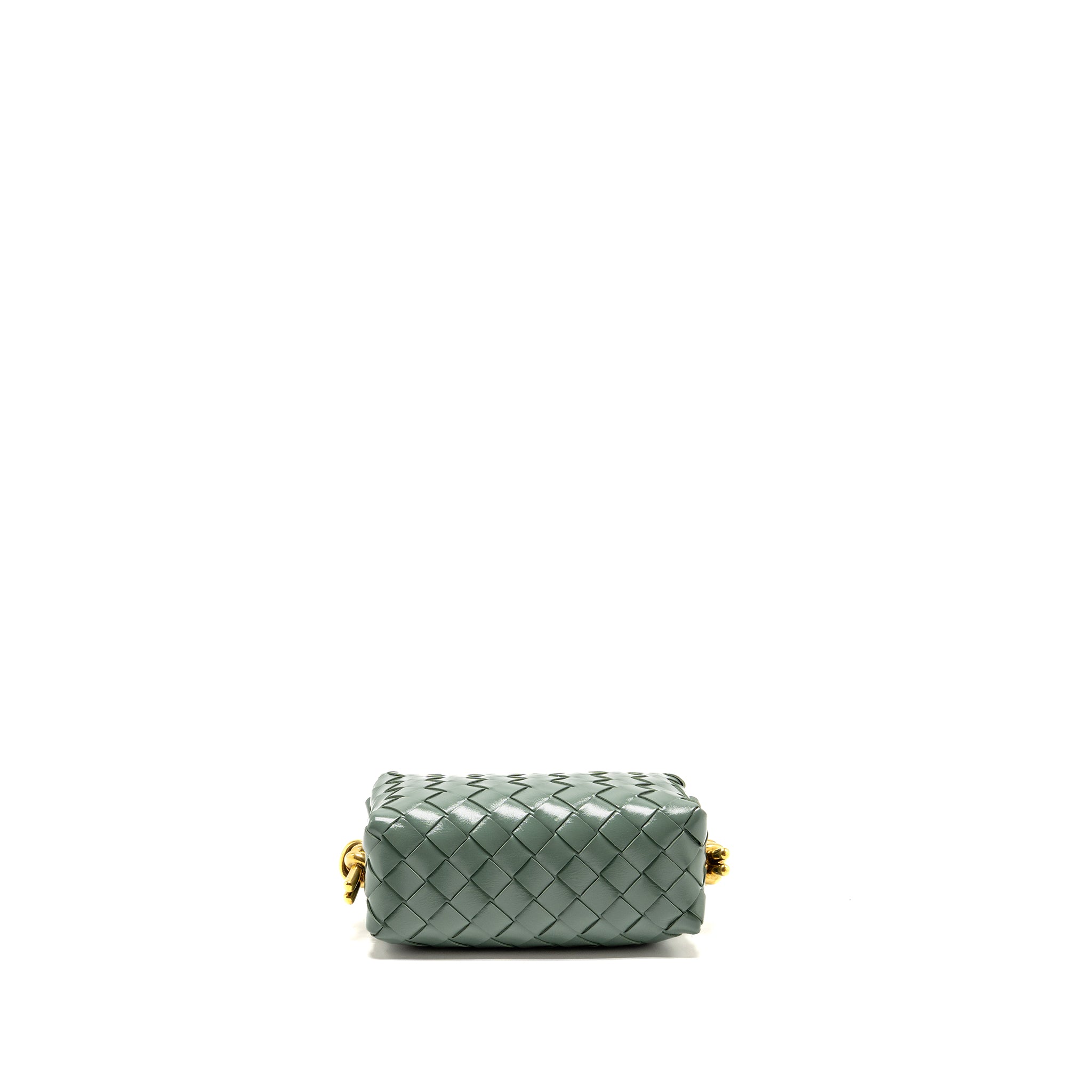 BOTTEGA VENETA MINI LOOP BAG METAL KNOTS CALFSKIN GREEN GHW