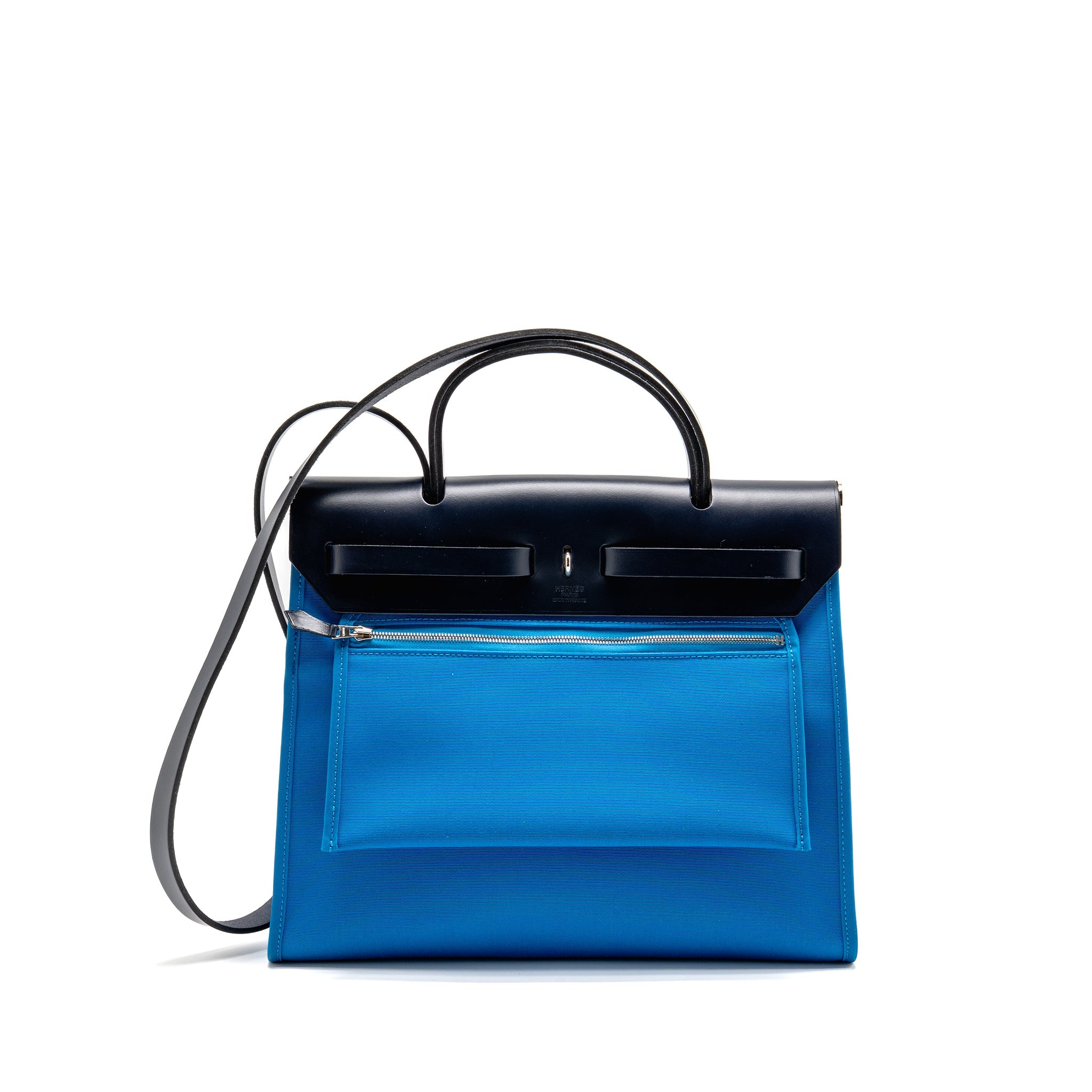 HERMES HERBAG 31 ZIP BAG CANVAS/HUNTER BLUE SHW