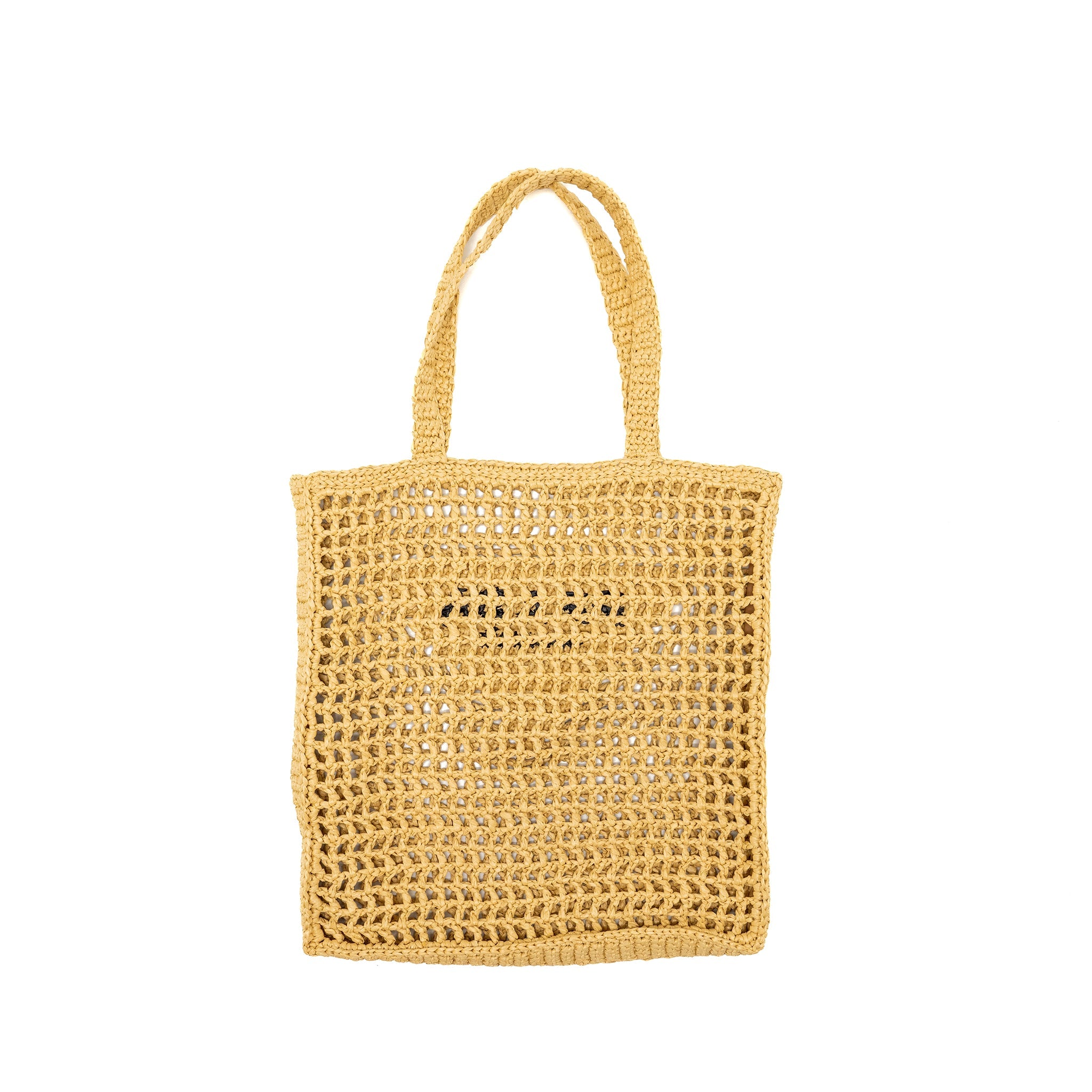 PRADA CROCHET TOTE BAG RAFFIA TAN