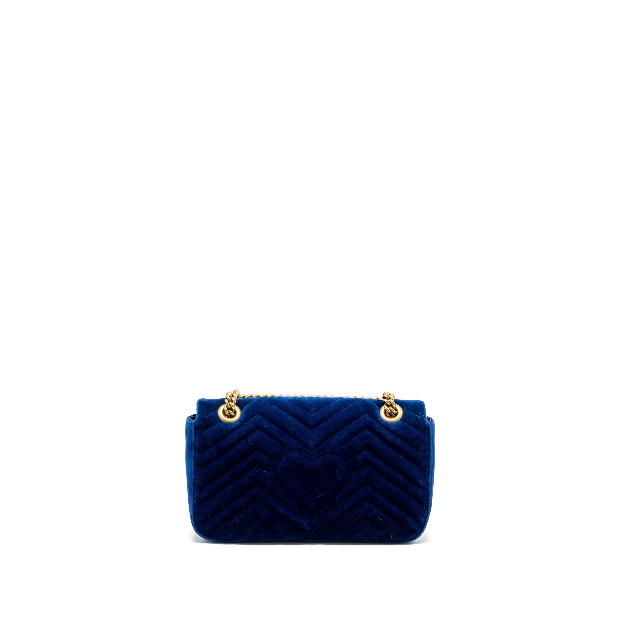 GUCCI SMALL GG MARMONT SHOULDER BAG VELVET BLUE GHW