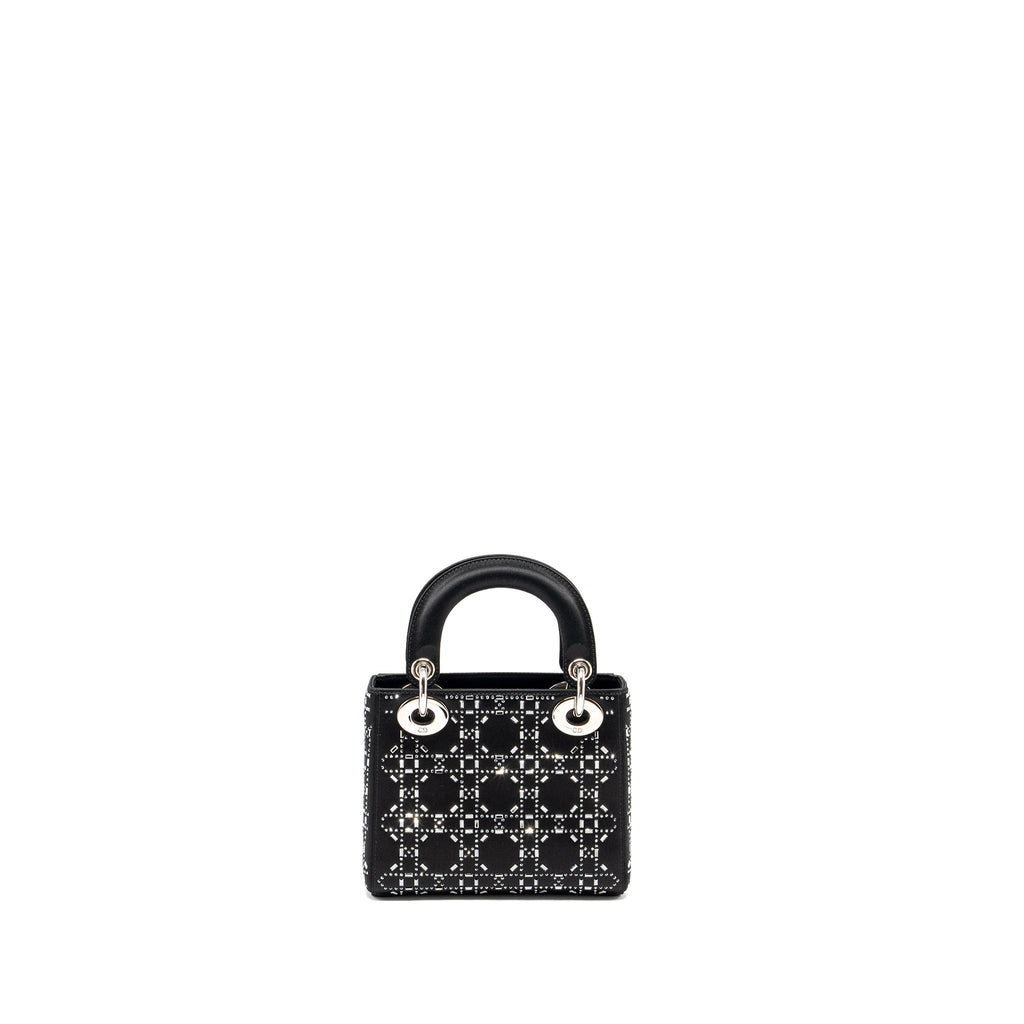 DIOR MINI LADY DIOR SATIN CRYSTAL BLACK SHW