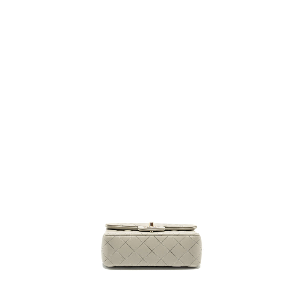 CHANEL 22C MINI RECTANGULAR FLAP BAG LAMBSKIN GREY LGHW (MICROCHIP)